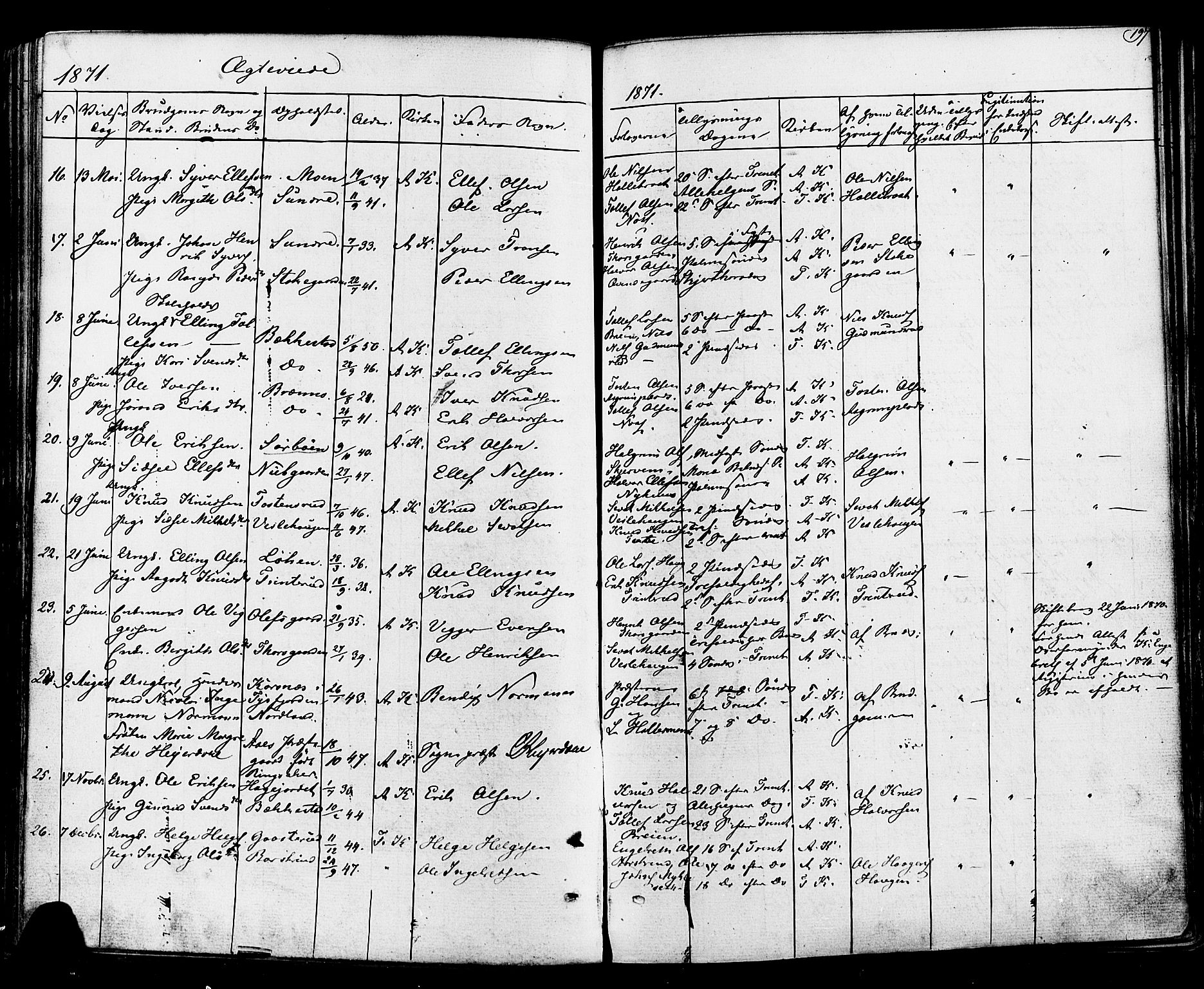 Ål kirkebøker, AV/SAKO-A-249/F/Fa/L0007: Parish register (official) no. I 7, 1865-1881, p. 197