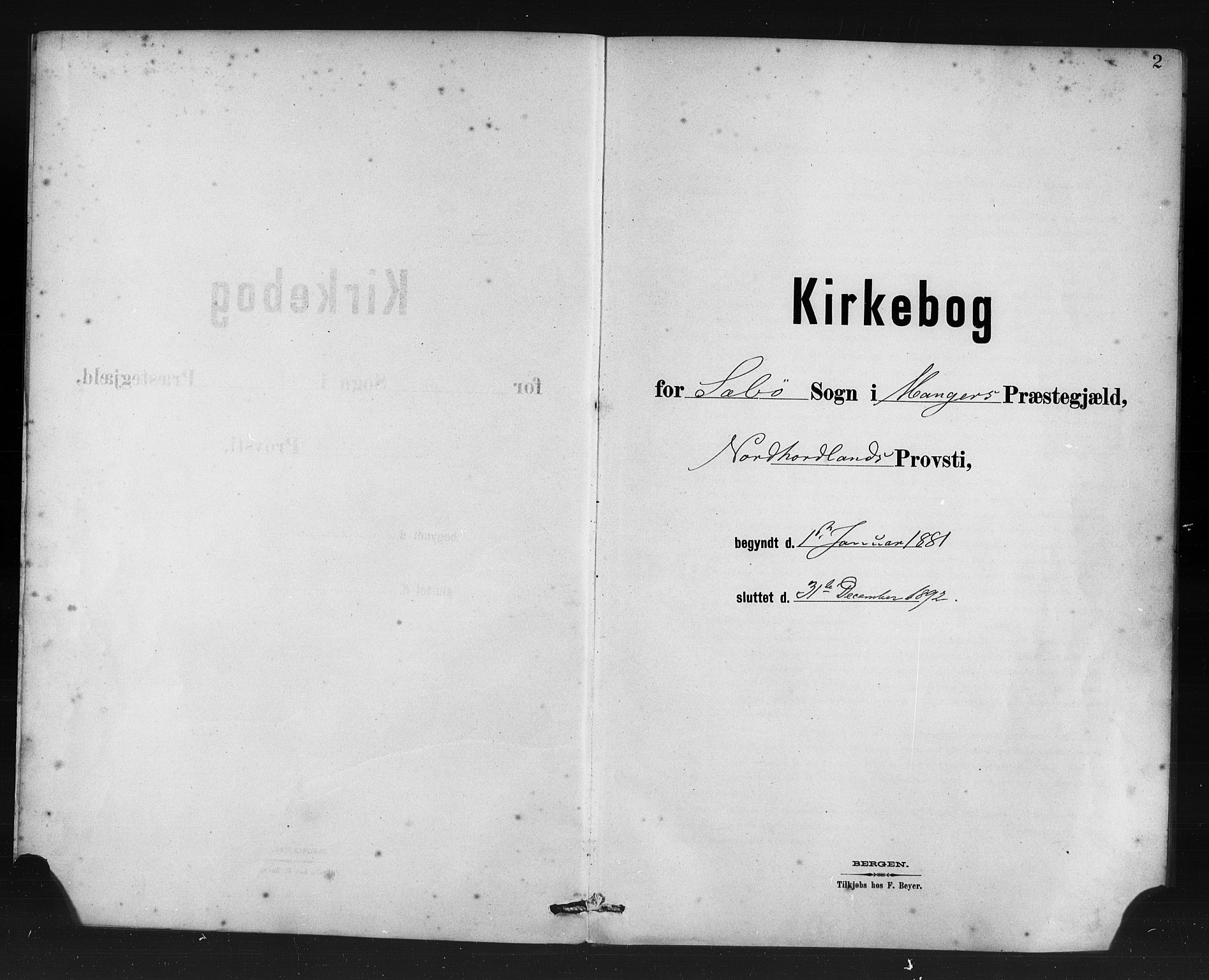 Manger sokneprestembete, AV/SAB-A-76801/H/Haa: Parish register (official) no. D 1, 1881-1892, p. 2