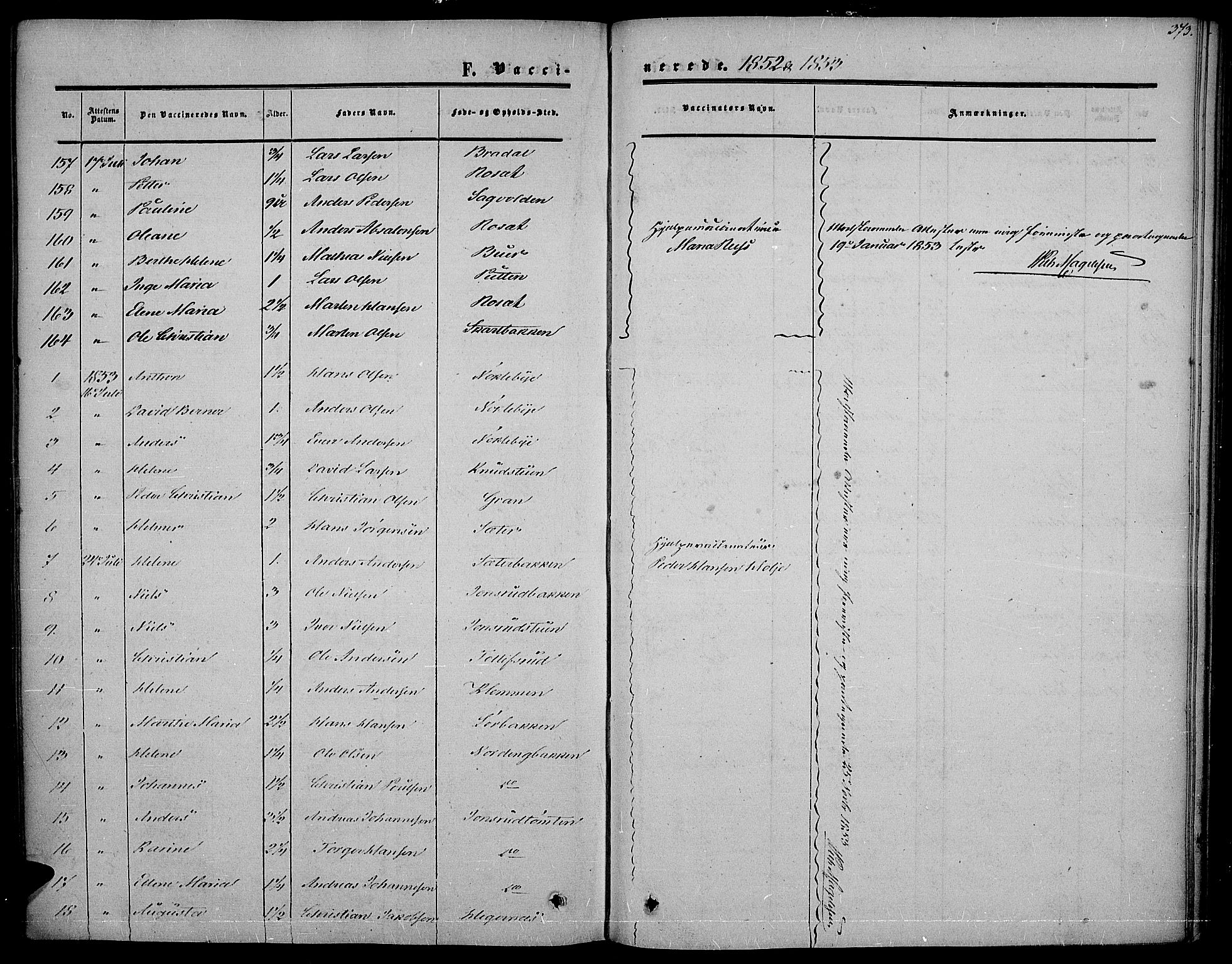 Vestre Toten prestekontor, SAH/PREST-108/H/Ha/Haa/L0005: Parish register (official) no. 5, 1850-1855, p. 373