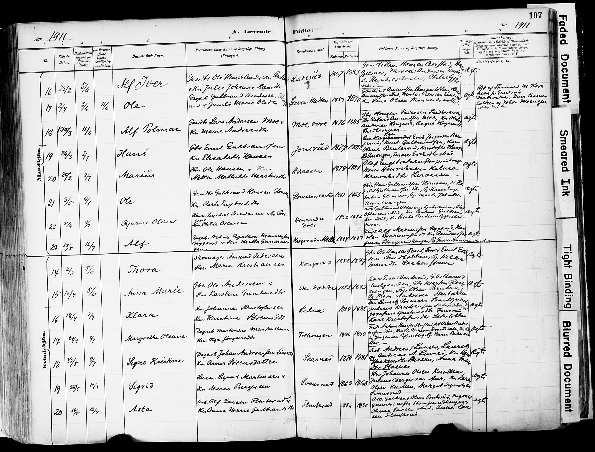 Sør-Odal prestekontor, SAH/PREST-030/H/Ha/Haa/L0006: Parish register (official) no. 6, 1886-1931, p. 197