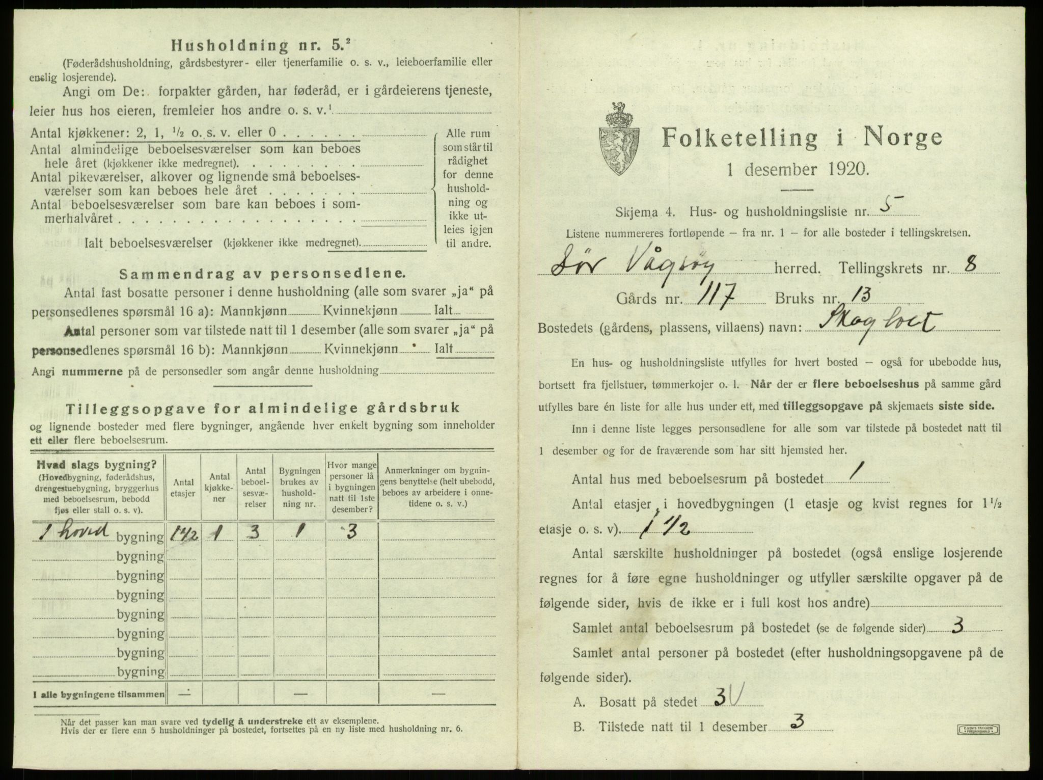 SAB, 1920 census for Sør-Vågsøy, 1920, p. 544