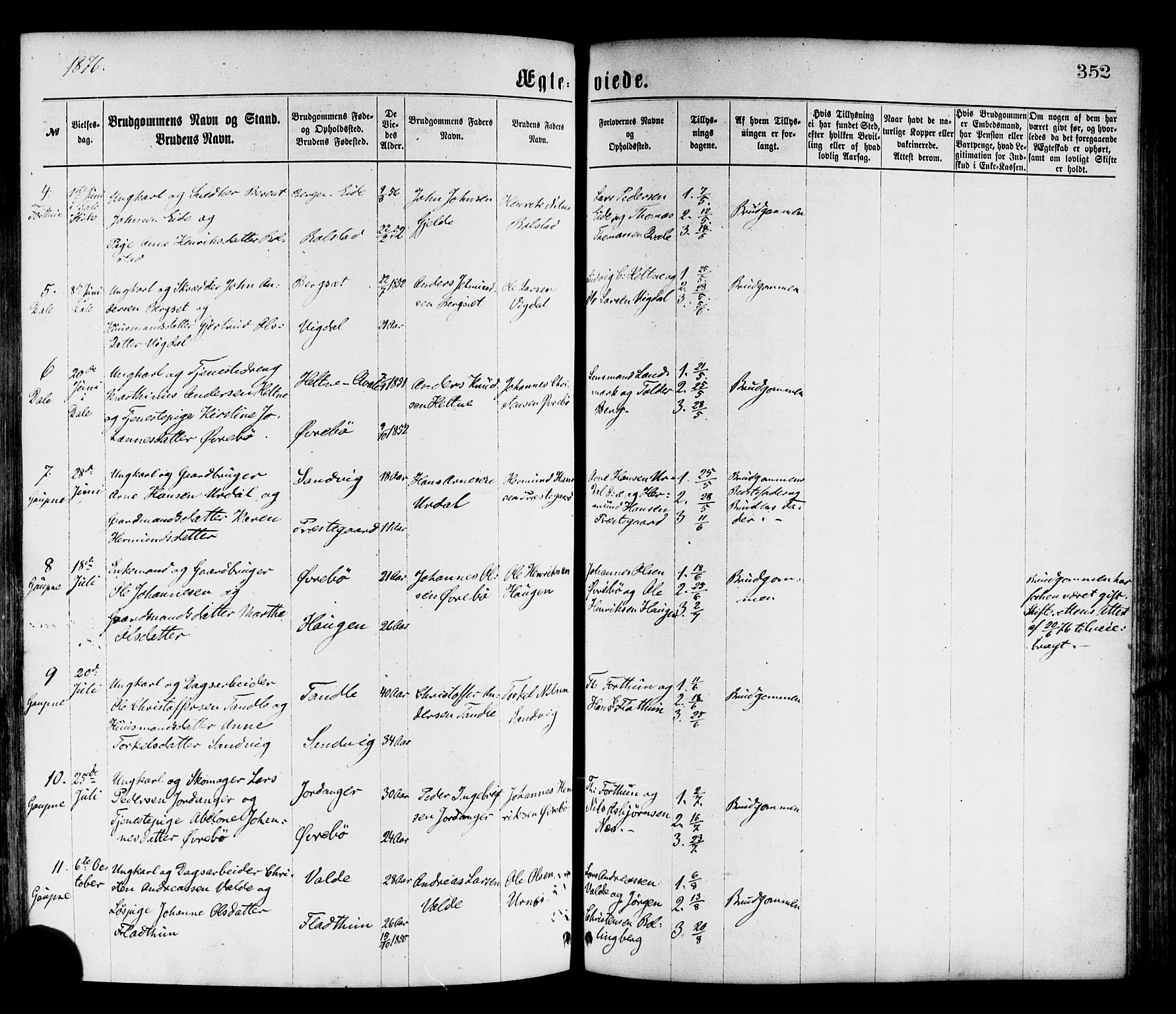 Luster sokneprestembete, AV/SAB-A-81101/H/Haa/Haaa/L0010: Parish register (official) no. A 10, 1871-1886, p. 352