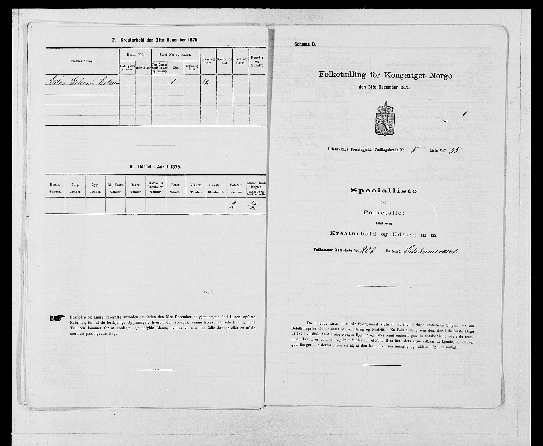 SAB, 1875 census for 1230P Ullensvang, 1875, p. 495