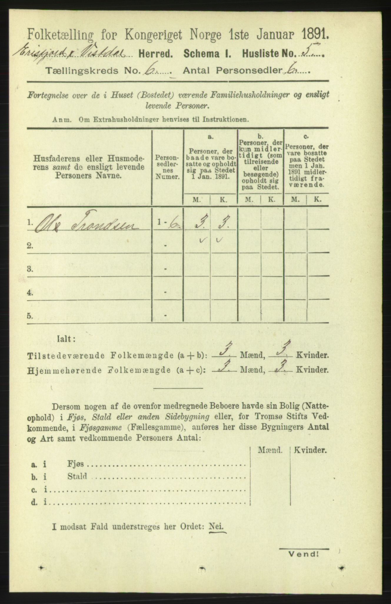 RA, 1891 census for 1542 Eresfjord og Vistdal, 1891, p. 1460