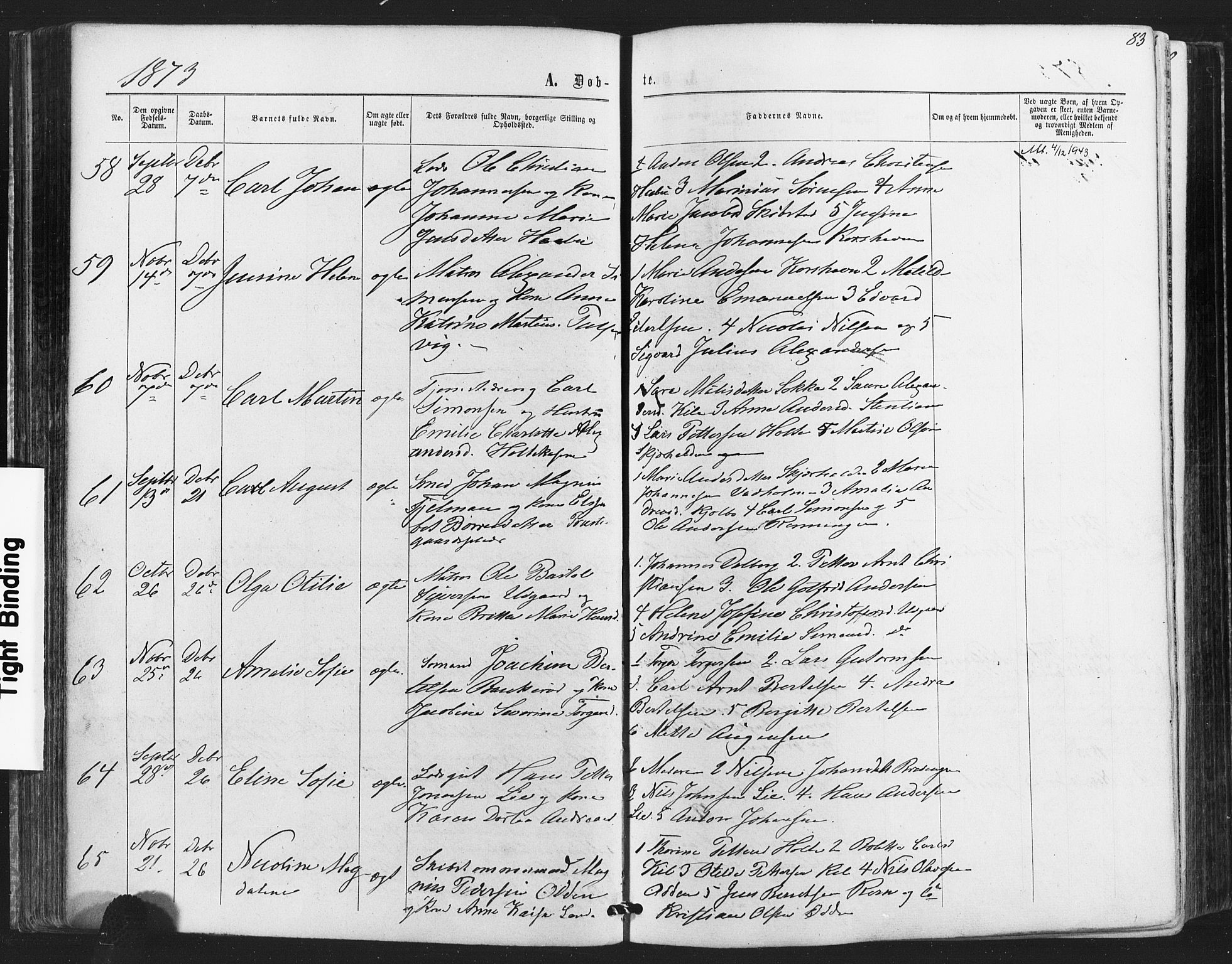 Hvaler prestekontor Kirkebøker, AV/SAO-A-2001/F/Fa/L0007: Parish register (official) no. I 7, 1864-1878, p. 83