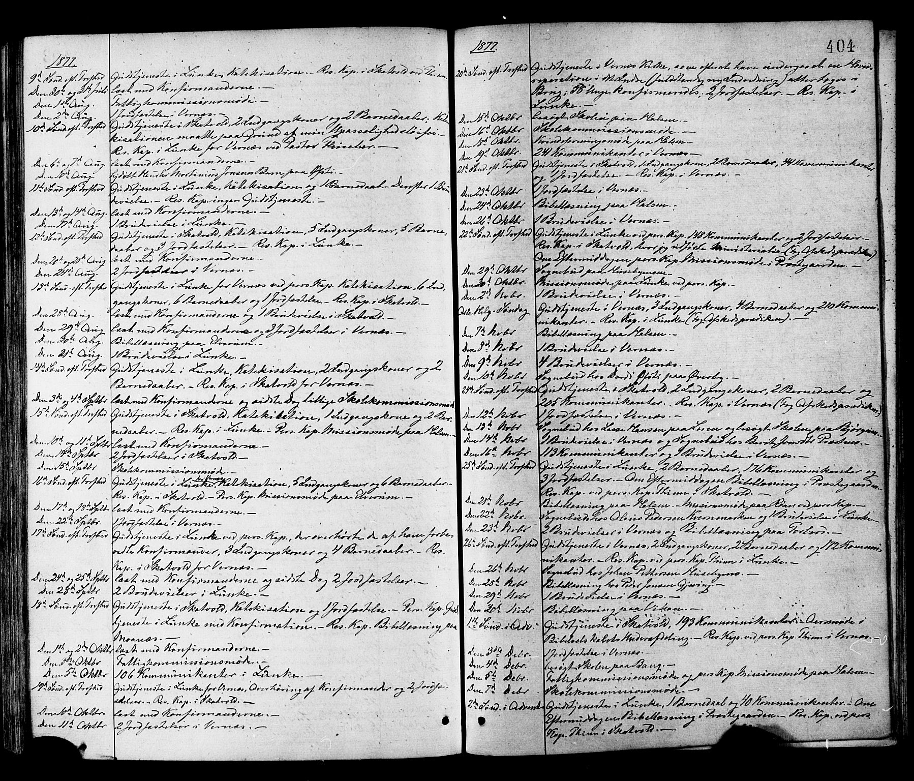 Ministerialprotokoller, klokkerbøker og fødselsregistre - Nord-Trøndelag, SAT/A-1458/709/L0076: Parish register (official) no. 709A16, 1871-1879, p. 404
