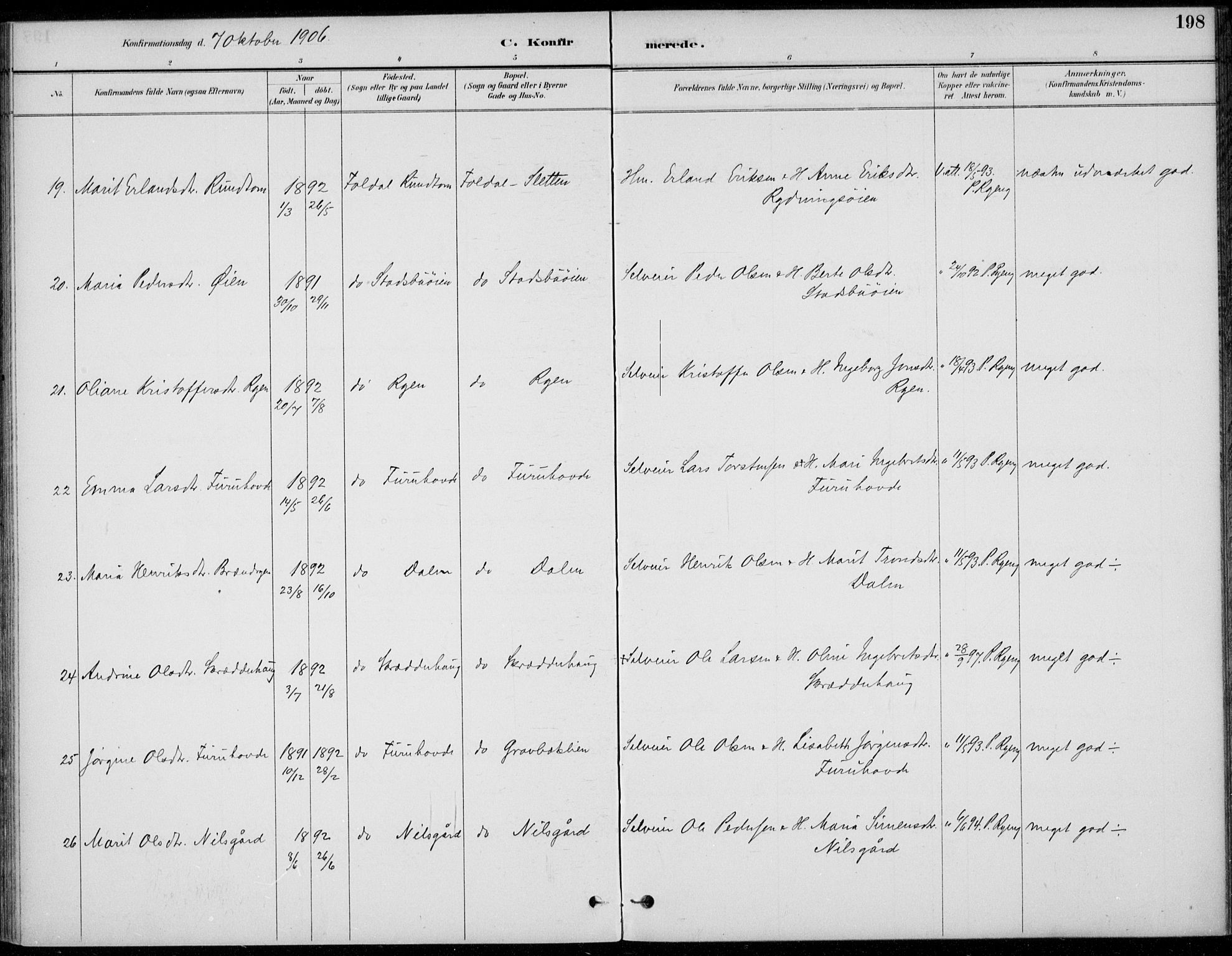 Alvdal prestekontor, AV/SAH-PREST-060/H/Ha/Haa/L0003: Parish register (official) no. 3, 1886-1912, p. 198