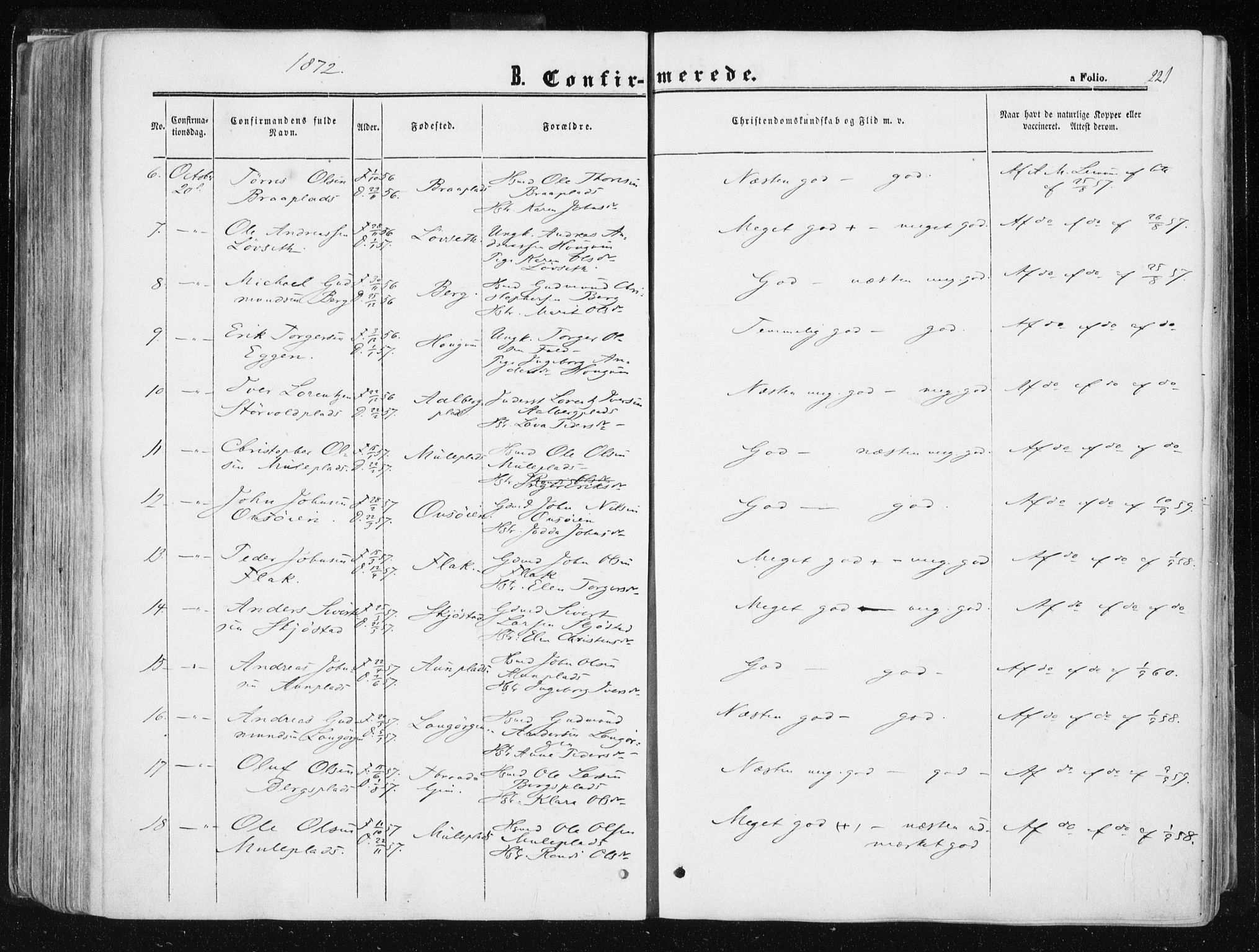 Ministerialprotokoller, klokkerbøker og fødselsregistre - Sør-Trøndelag, SAT/A-1456/612/L0377: Parish register (official) no. 612A09, 1859-1877, p. 221
