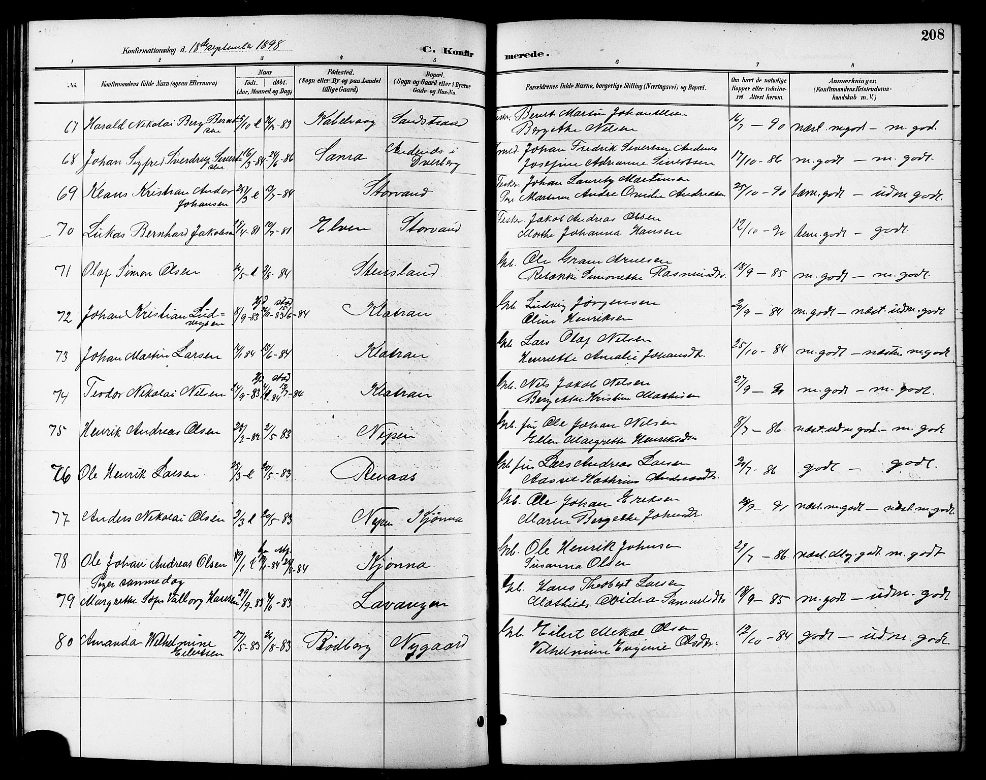 Trondenes sokneprestkontor, SATØ/S-1319/H/Hb/L0011klokker: Parish register (copy) no. 11, 1891-1906, p. 208