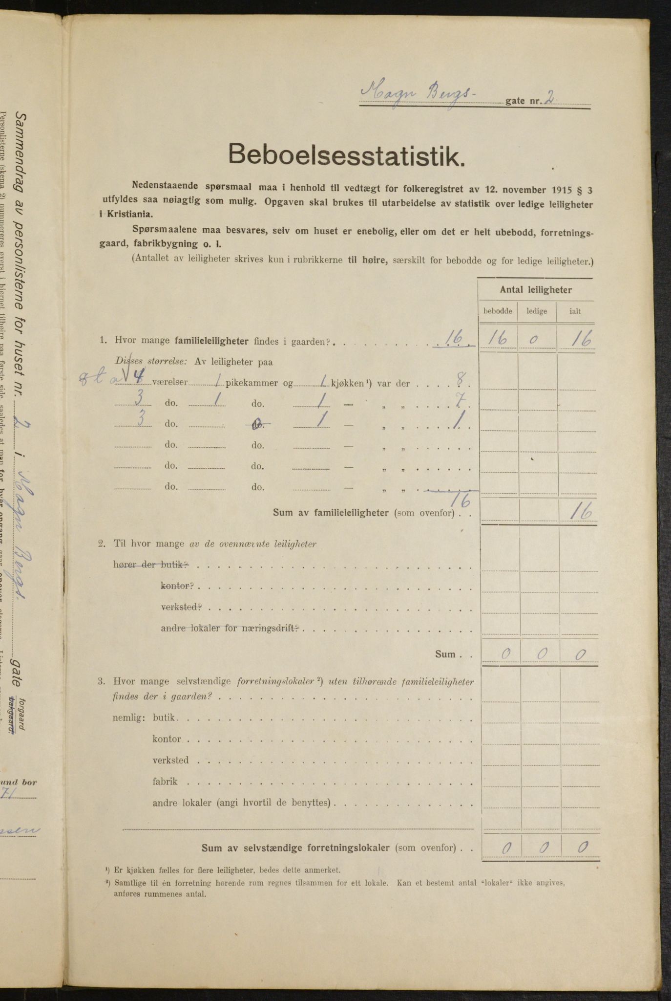 OBA, Municipal Census 1916 for Kristiania, 1916, p. 60383