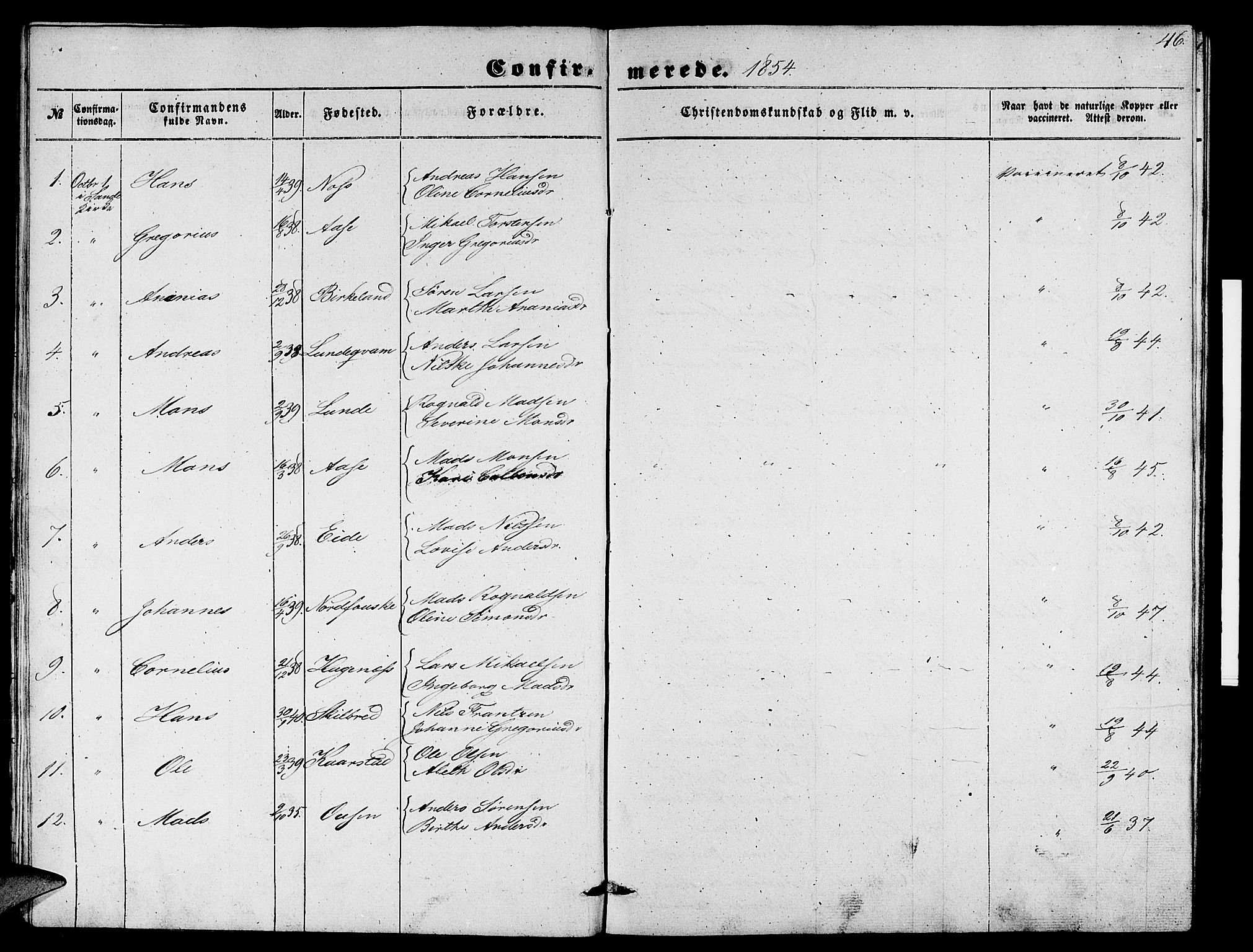 Gaular sokneprestembete, SAB/A-80001/H/Hab: Parish register (copy) no. B 1, 1853-1863, p. 46