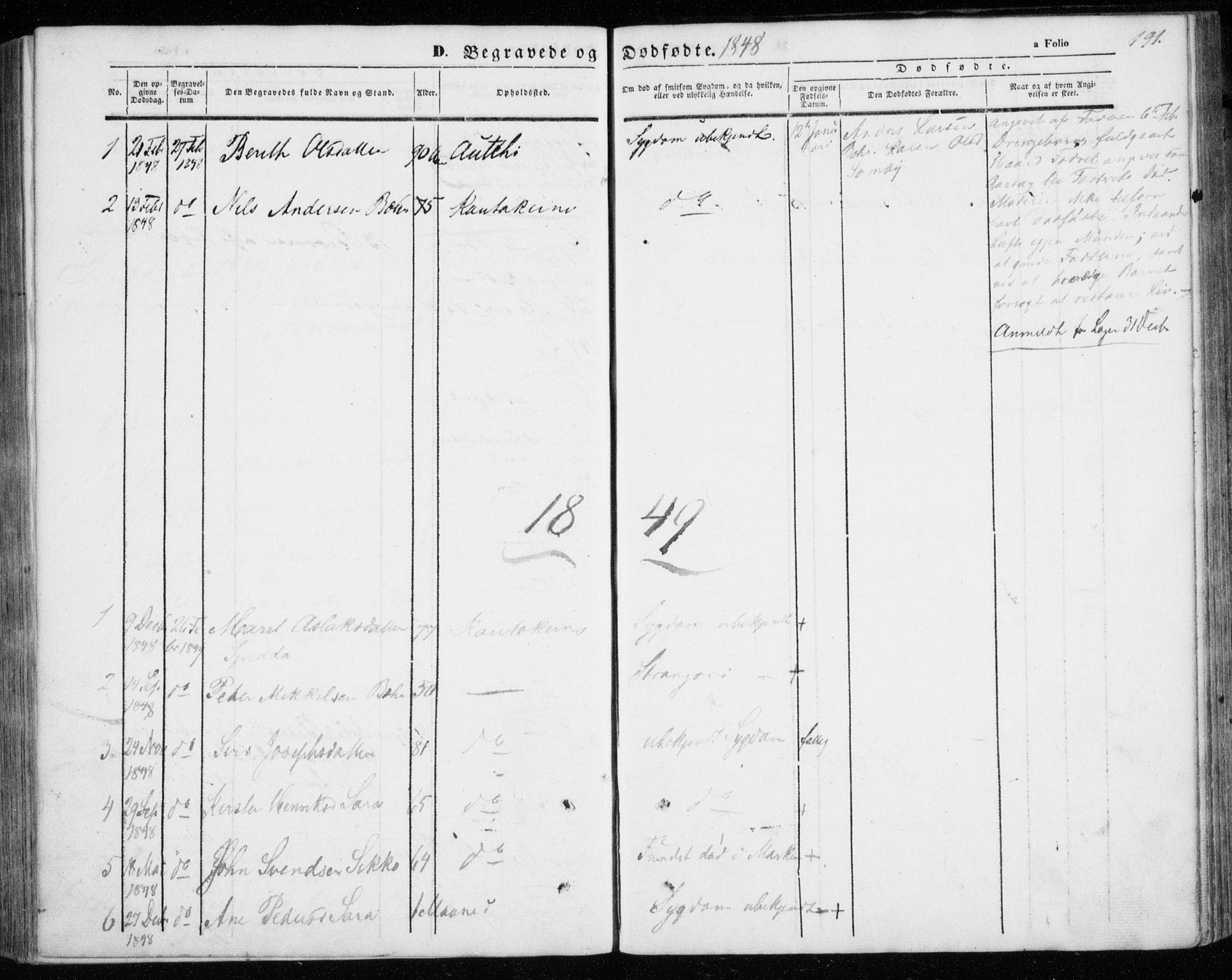 Kautokeino sokneprestembete, AV/SATØ-S-1340/H/Ha/L0002.kirke: Parish register (official) no. 2, 1843-1861, p. 191