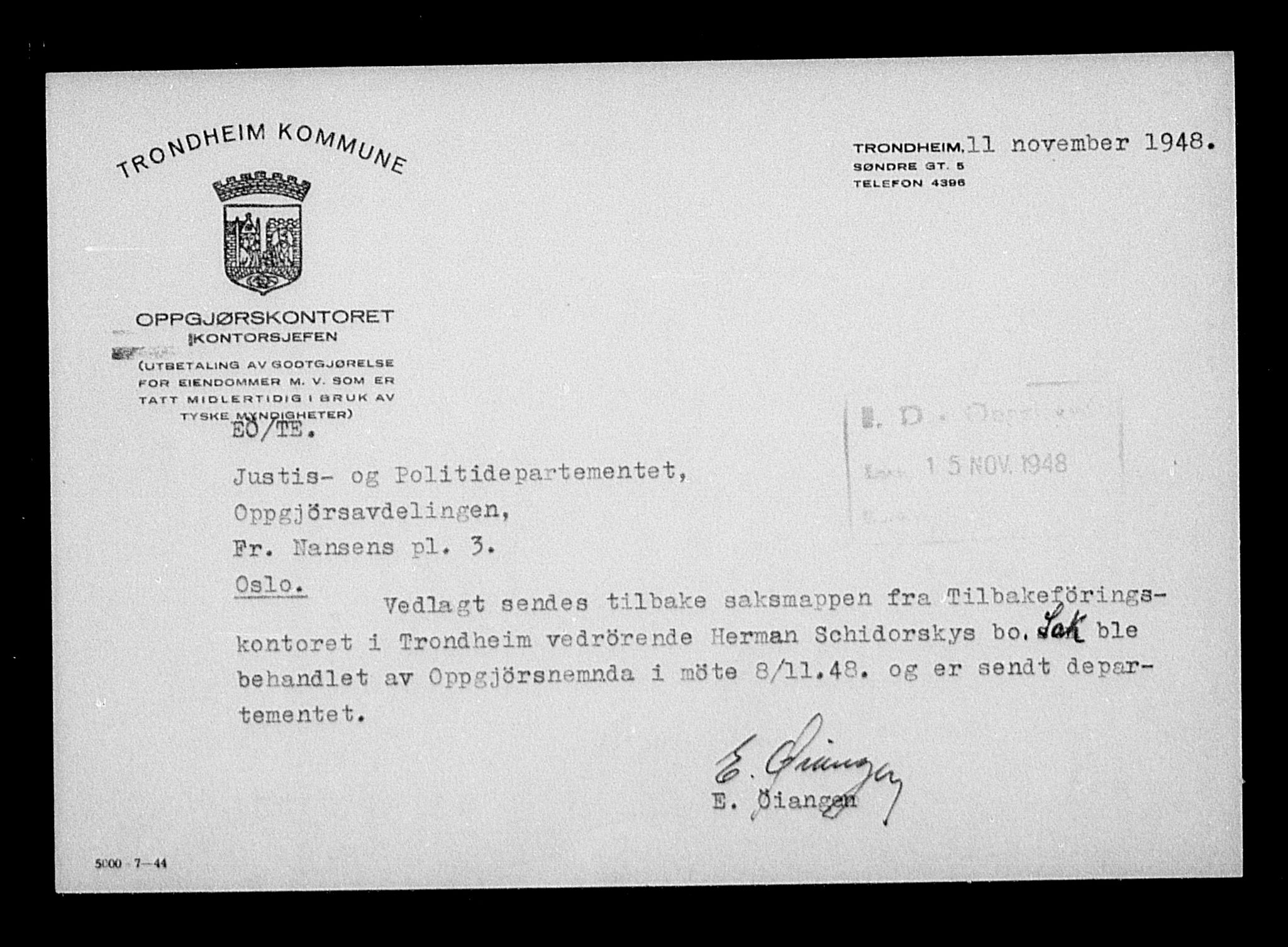 Justisdepartementet, Tilbakeføringskontoret for inndratte formuer, AV/RA-S-1564/H/Hc/Hca/L0908: --, 1945-1947, p. 161