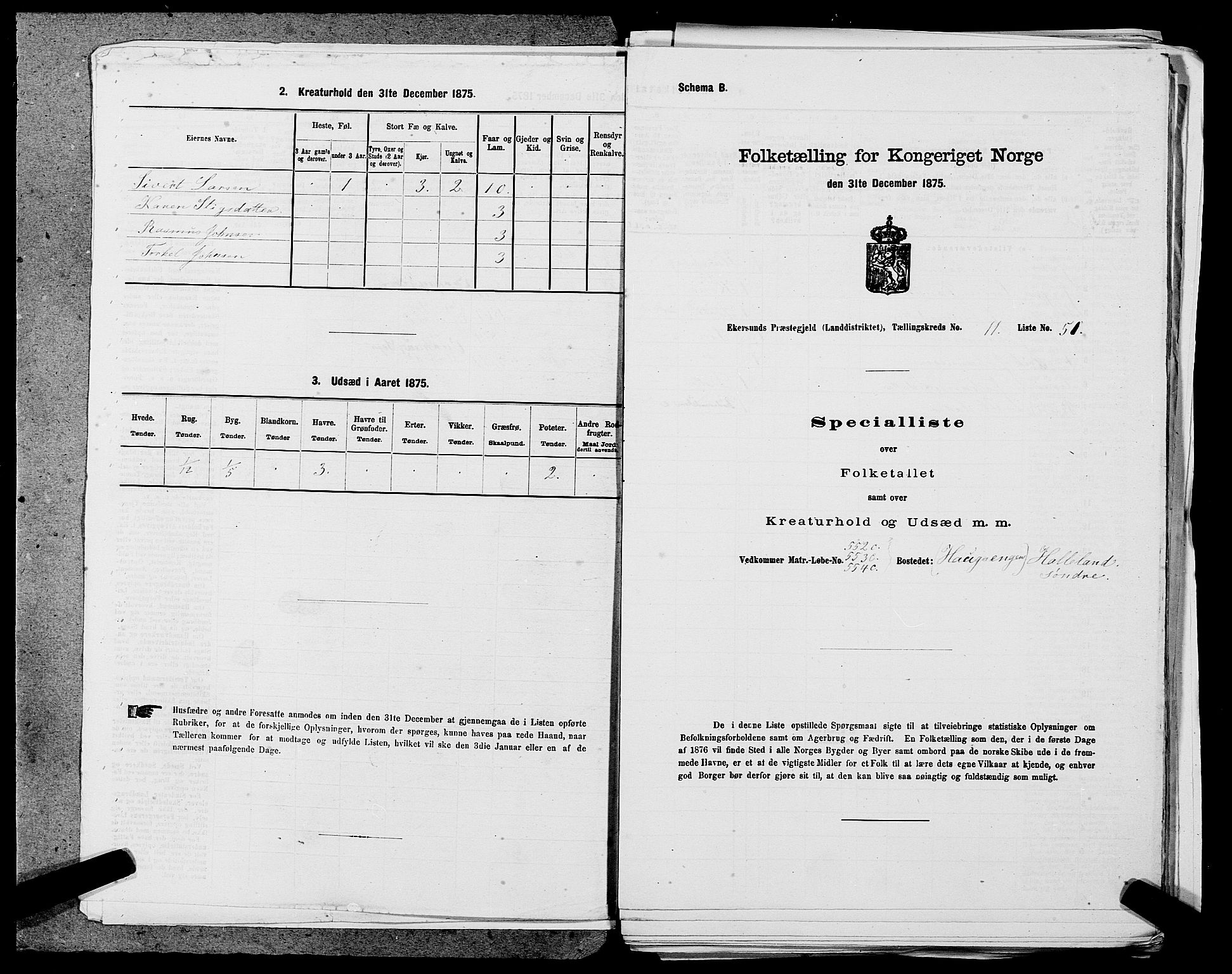 SAST, 1875 census for 1116L Eigersund/Eigersund og Ogna, 1875, p. 1231