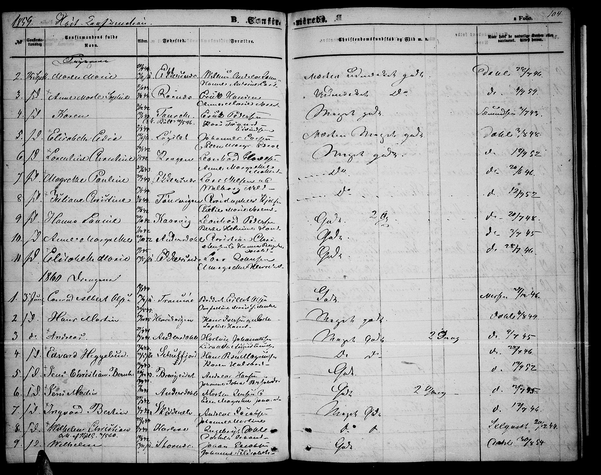 Tromsøysund sokneprestkontor, SATØ/S-1304/G/Gb/L0001klokker: Parish register (copy) no. 1, 1857-1869, p. 104