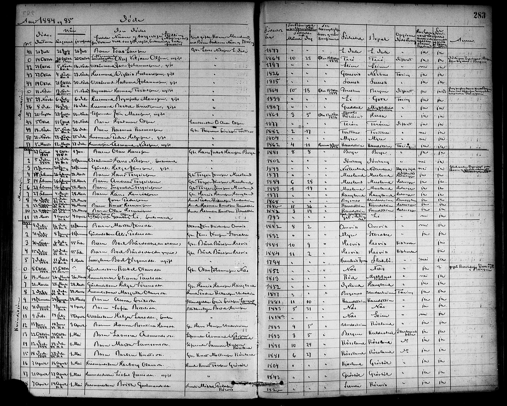 Kvinnherad sokneprestembete, SAB/A-76401/H/Haa: Parish register (official) no. A 9, 1873-1886, p. 283