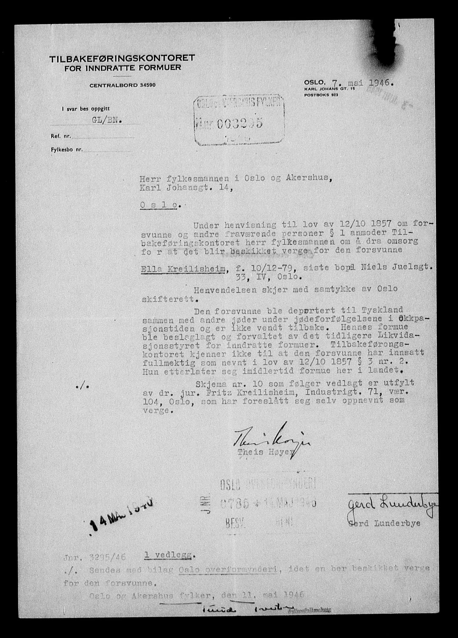 Justisdepartementet, Tilbakeføringskontoret for inndratte formuer, AV/RA-S-1564/H/Hc/Hcc/L0953: --, 1945-1947, p. 91