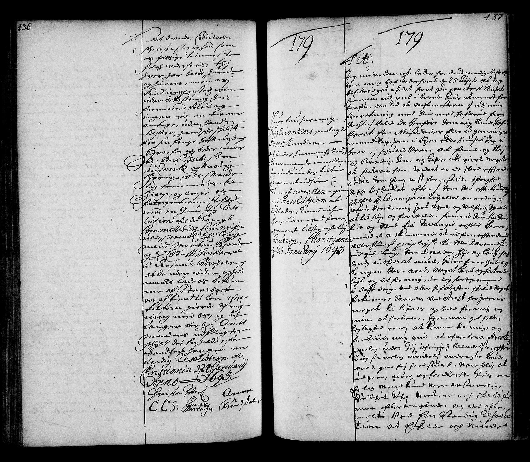 Stattholderembetet 1572-1771, RA/EA-2870/Ae/L0010: Supplikasjons- og resolusjonsprotokoll, 1692-1693, p. 436-437