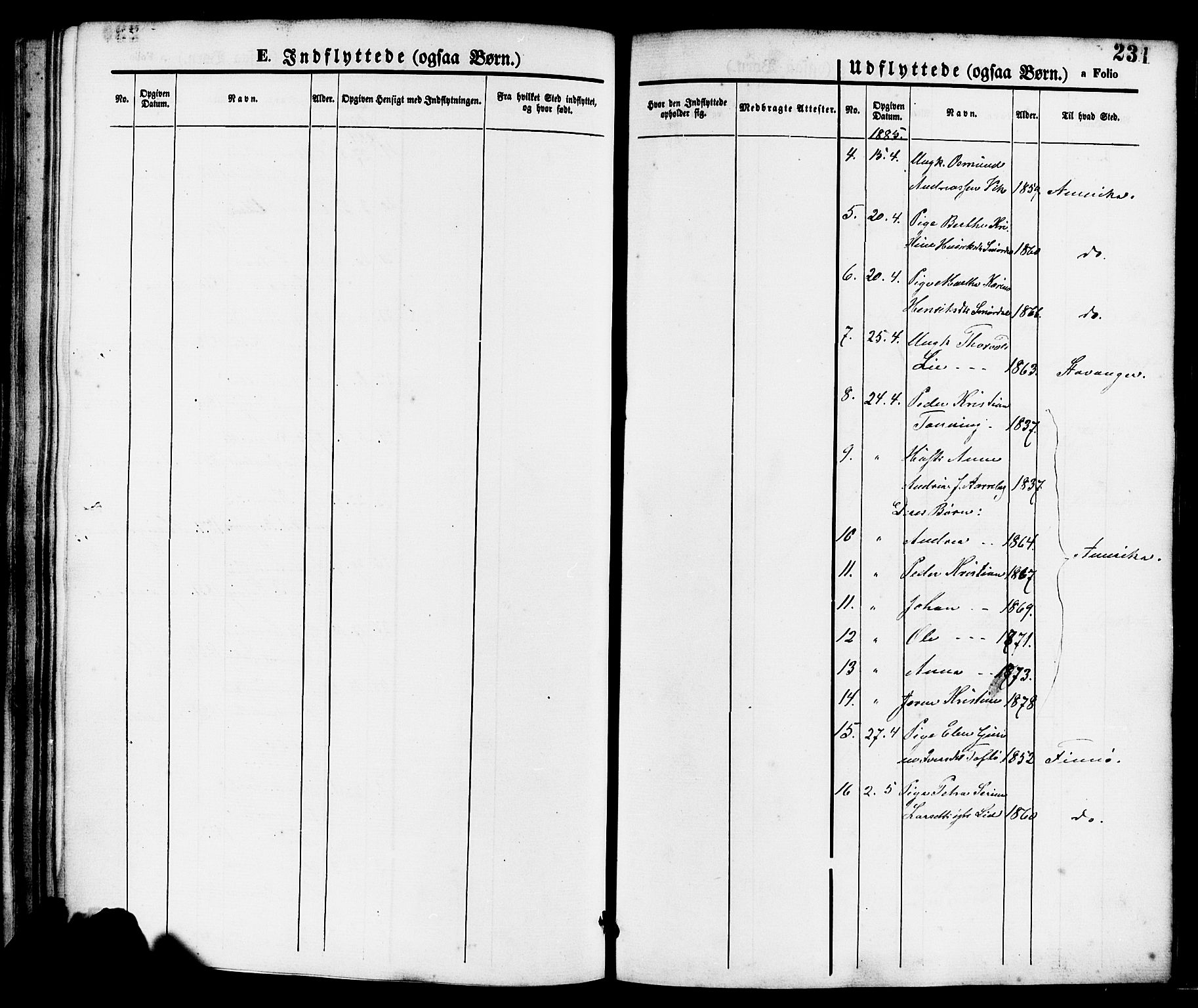 Nedstrand sokneprestkontor, SAST/A-101841/01/IV: Parish register (official) no. A 11, 1877-1887, p. 231