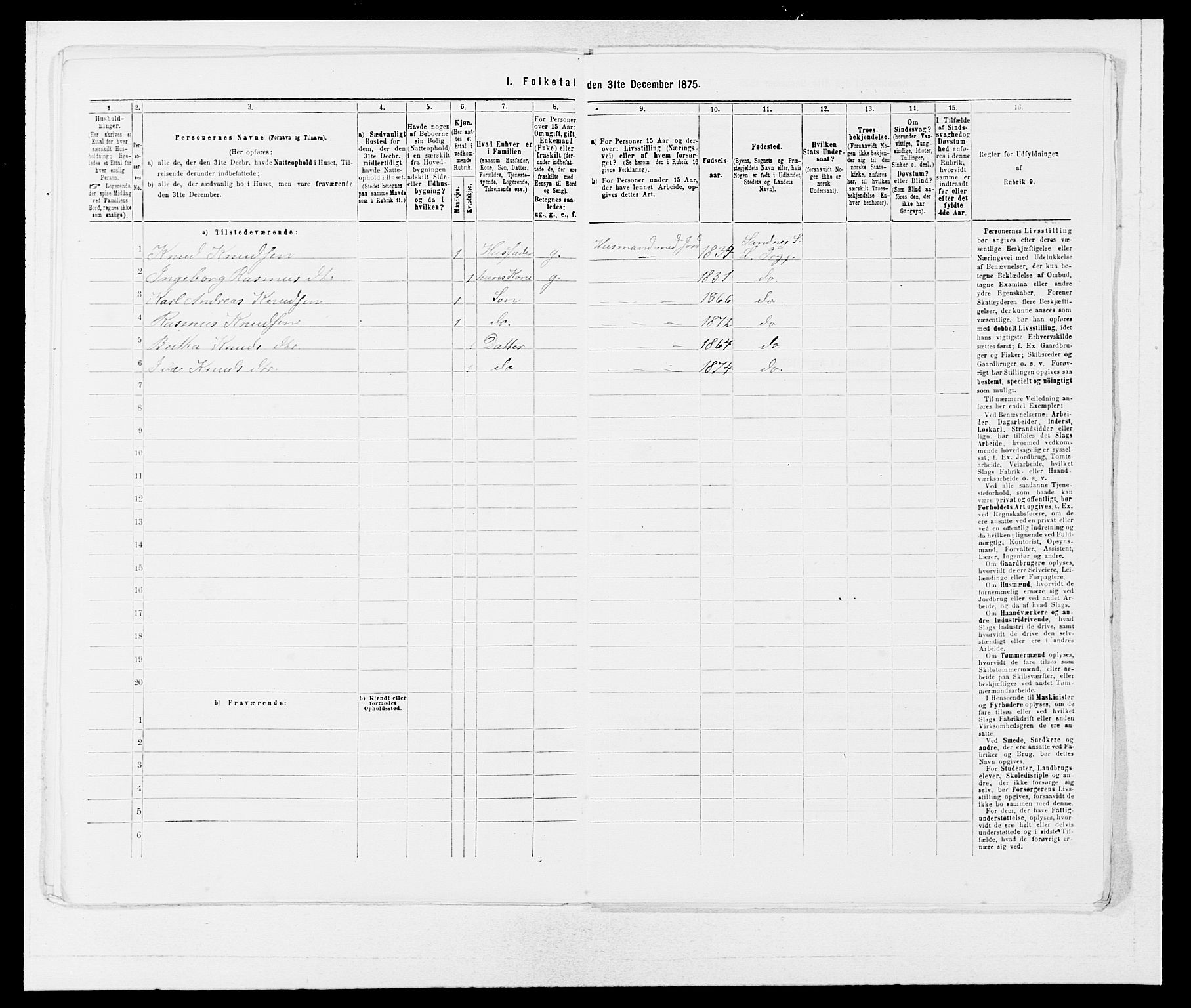 SAB, 1875 census for 1263P Lindås, 1875, p. 373