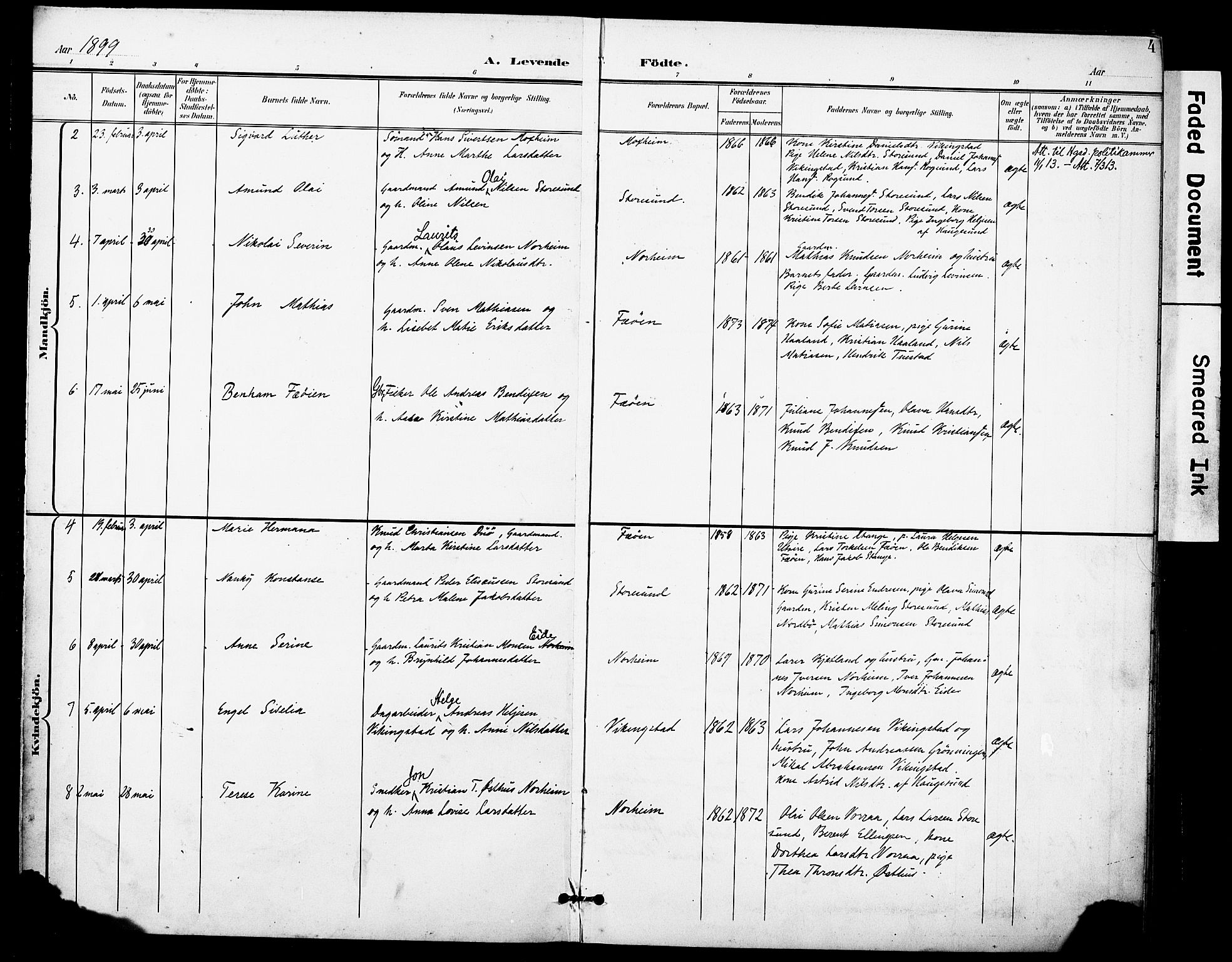 Torvastad sokneprestkontor, SAST/A -101857/H/Ha/Haa/L0017: Parish register (official) no. A 16, 1899-1911, p. 4
