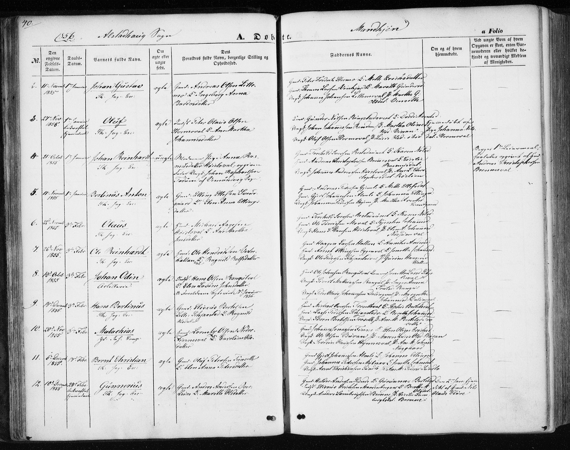 Ministerialprotokoller, klokkerbøker og fødselsregistre - Nord-Trøndelag, SAT/A-1458/717/L0154: Parish register (official) no. 717A07 /1, 1850-1862, p. 40