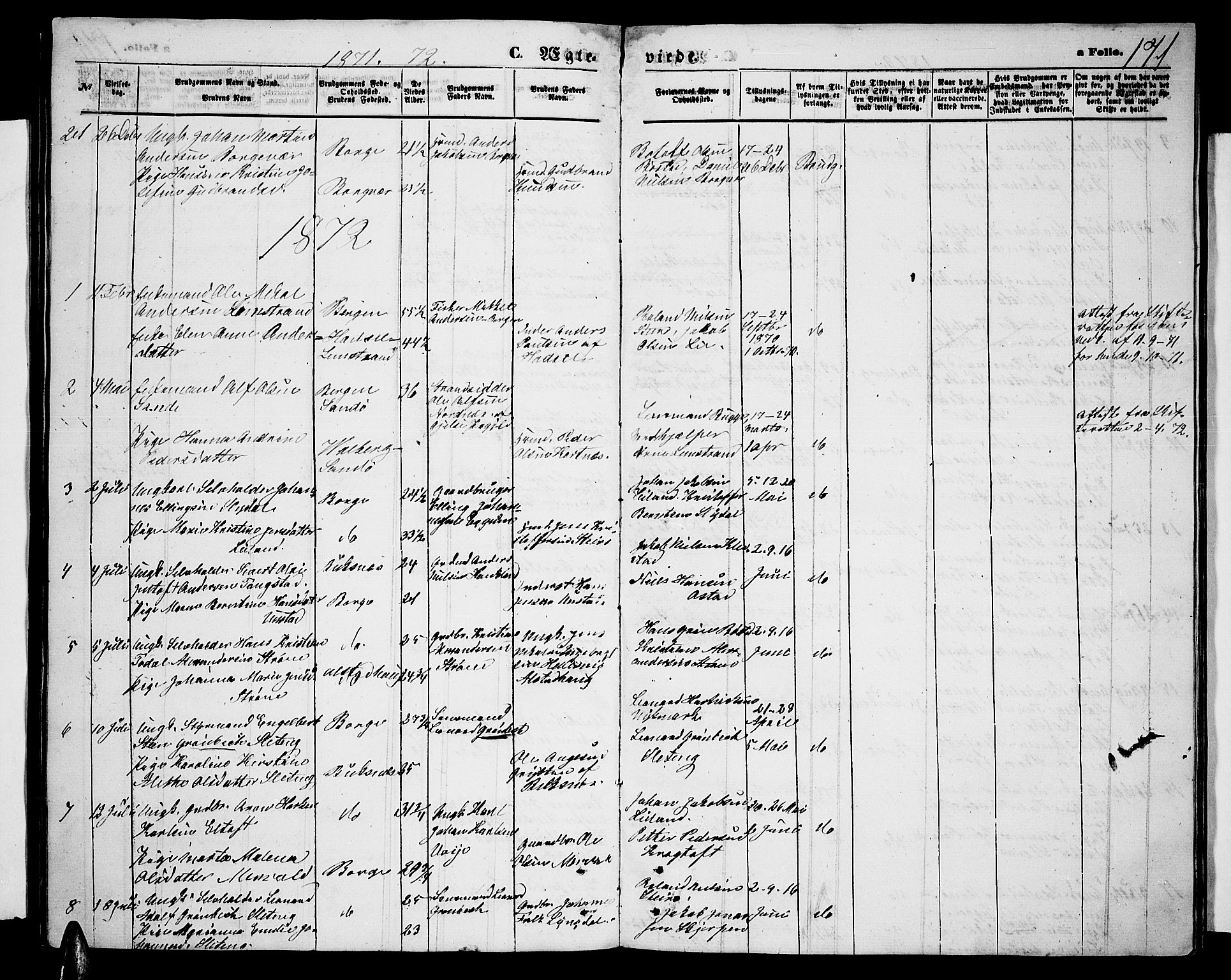 Ministerialprotokoller, klokkerbøker og fødselsregistre - Nordland, SAT/A-1459/880/L1140: Parish register (copy) no. 880C02, 1861-1875, p. 171