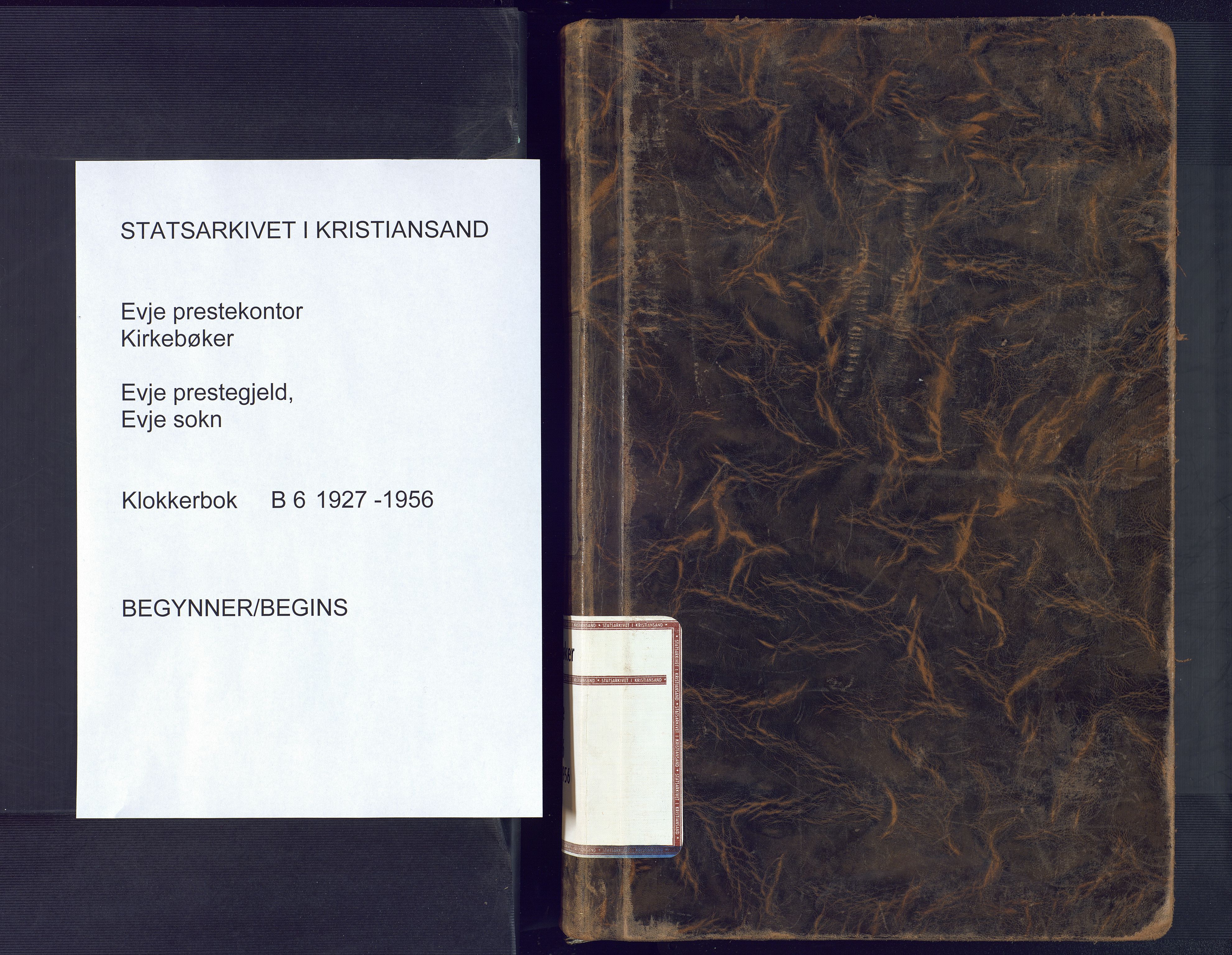Evje sokneprestkontor, SAK/1111-0008/F/Fb/Fba/L0006: Parish register (copy) no. B 6, 1927-1956