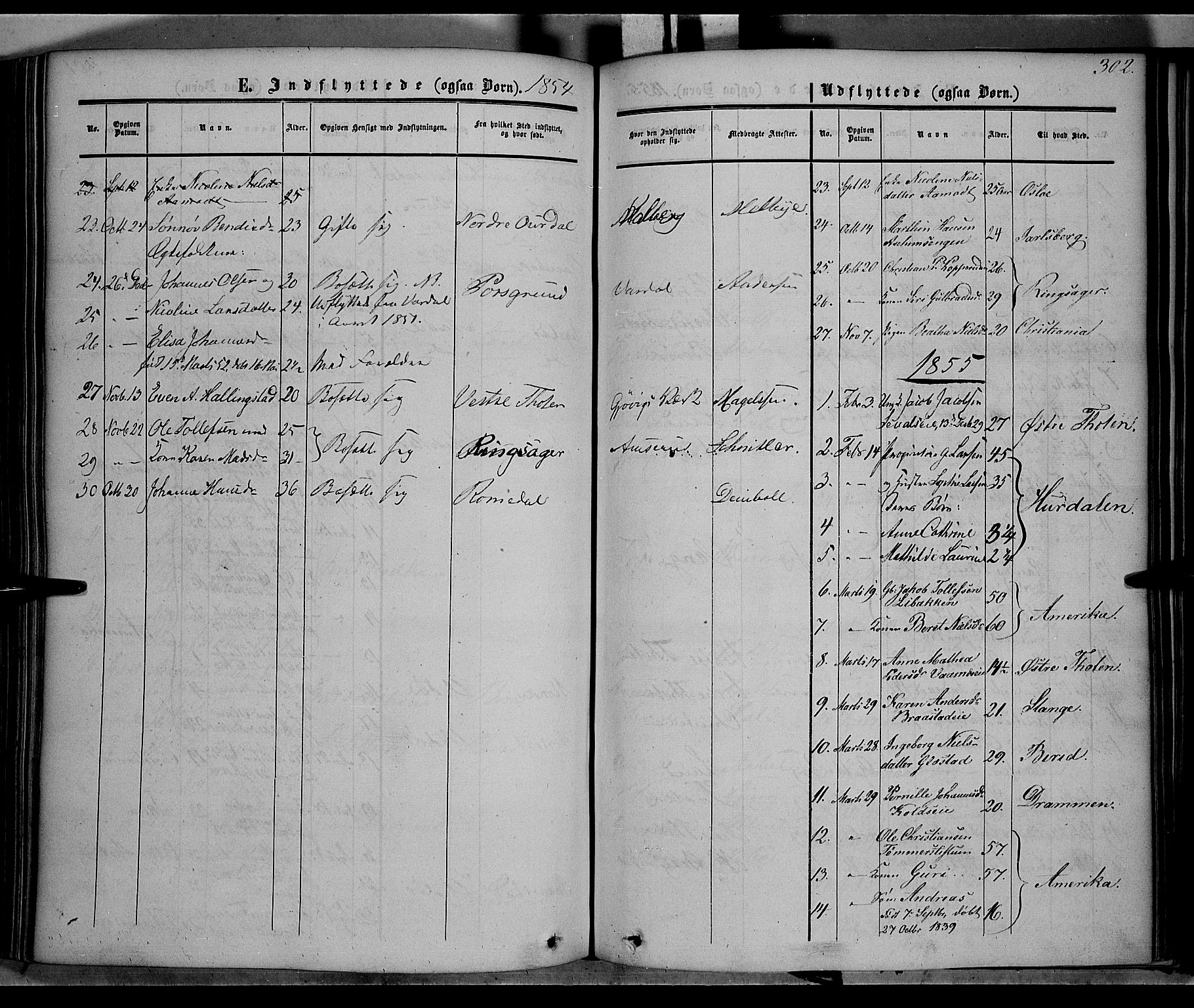 Vardal prestekontor, SAH/PREST-100/H/Ha/Haa/L0006: Parish register (official) no. 6, 1854-1866, p. 302