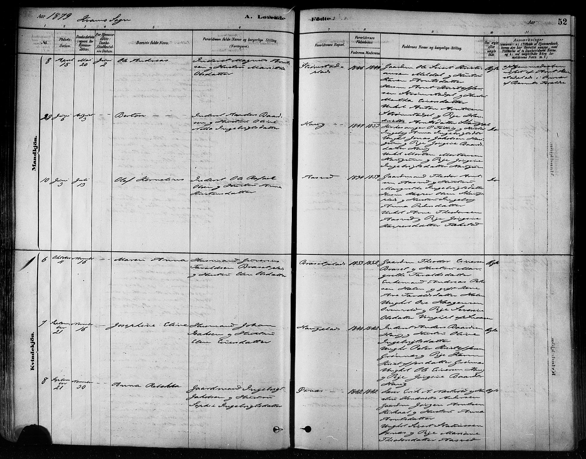 Ministerialprotokoller, klokkerbøker og fødselsregistre - Nord-Trøndelag, SAT/A-1458/746/L0449: Parish register (official) no. 746A07 /2, 1878-1899, p. 52