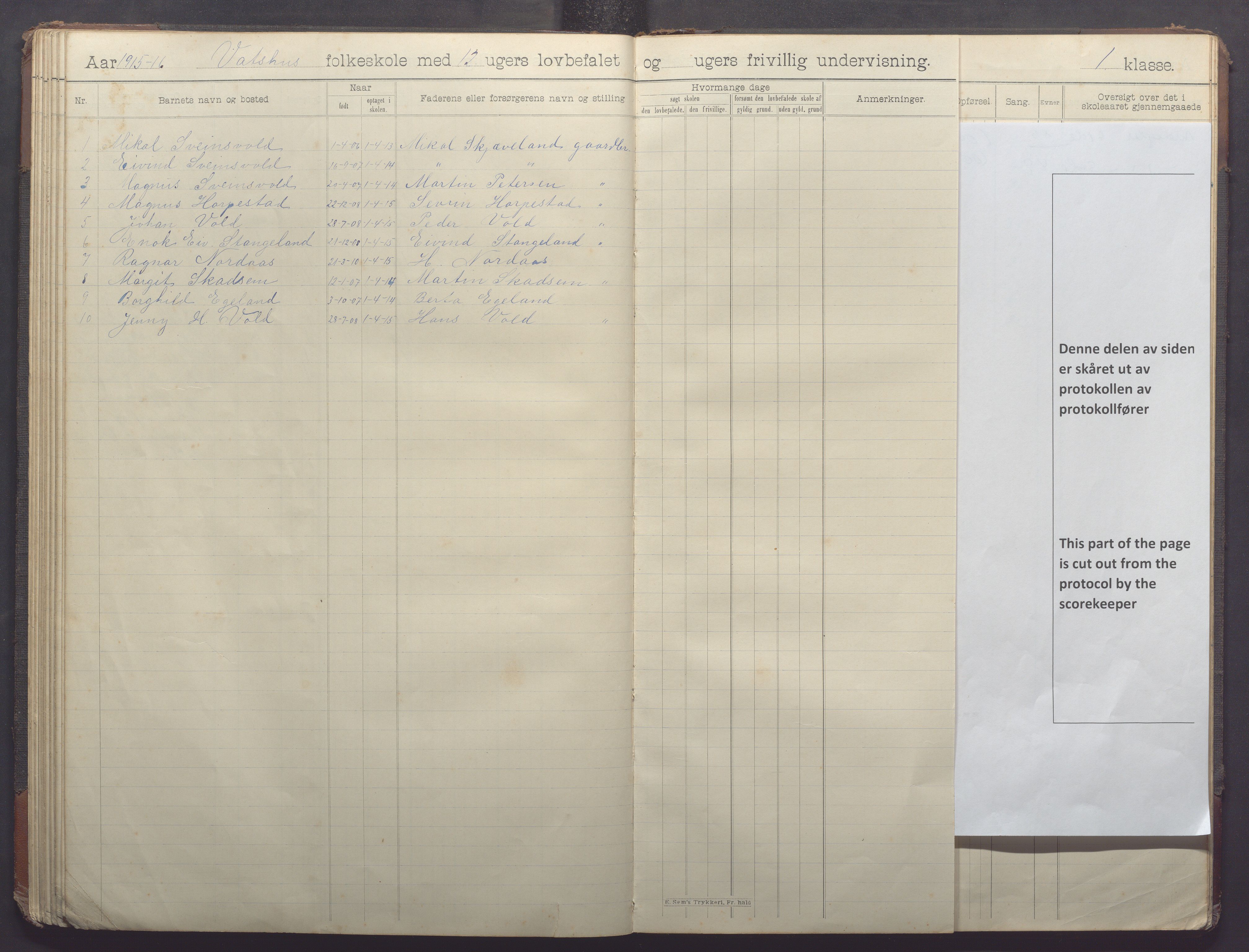 Klepp kommune - Vasshus skule og barnehage, IKAR/K-100301/H/L0002: Skoleprotokoll, 1901-1918, p. 81