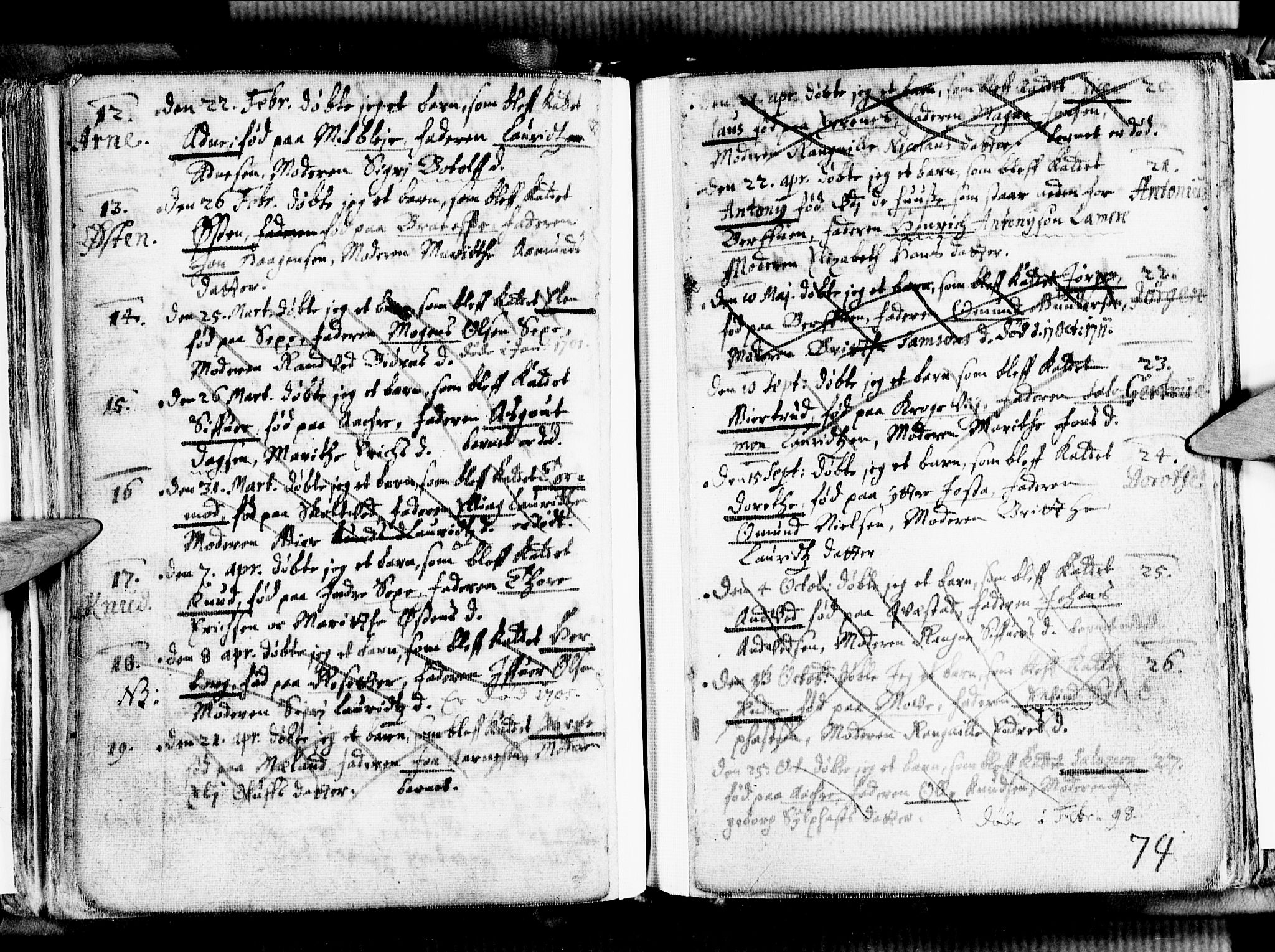 Ullensvang sokneprestembete, SAB/A-78701/H/Haa: Parish register (official) no. A 1 /1, 1669-1718, p. 74