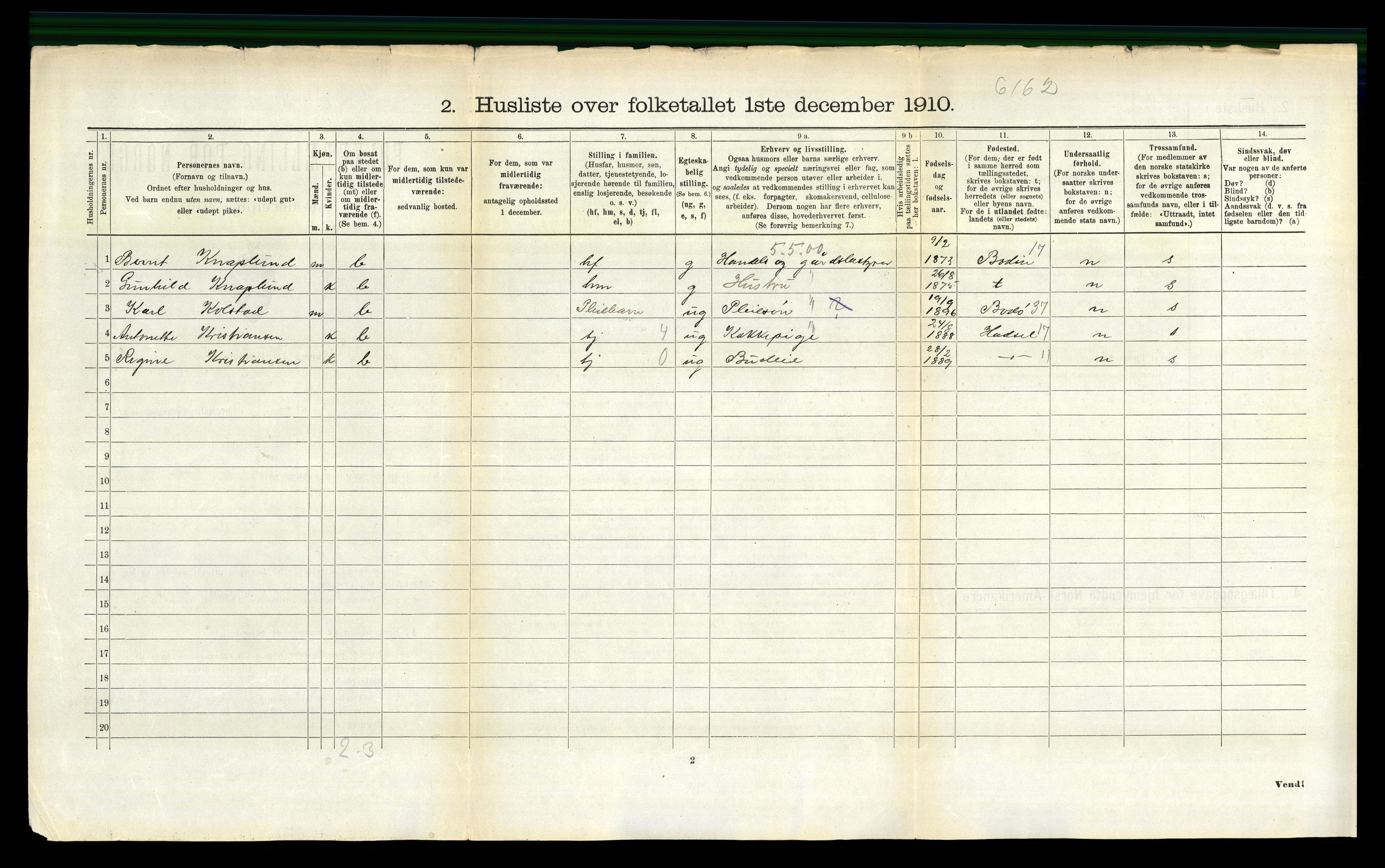 RA, 1910 census for Vågan, 1910, p. 268