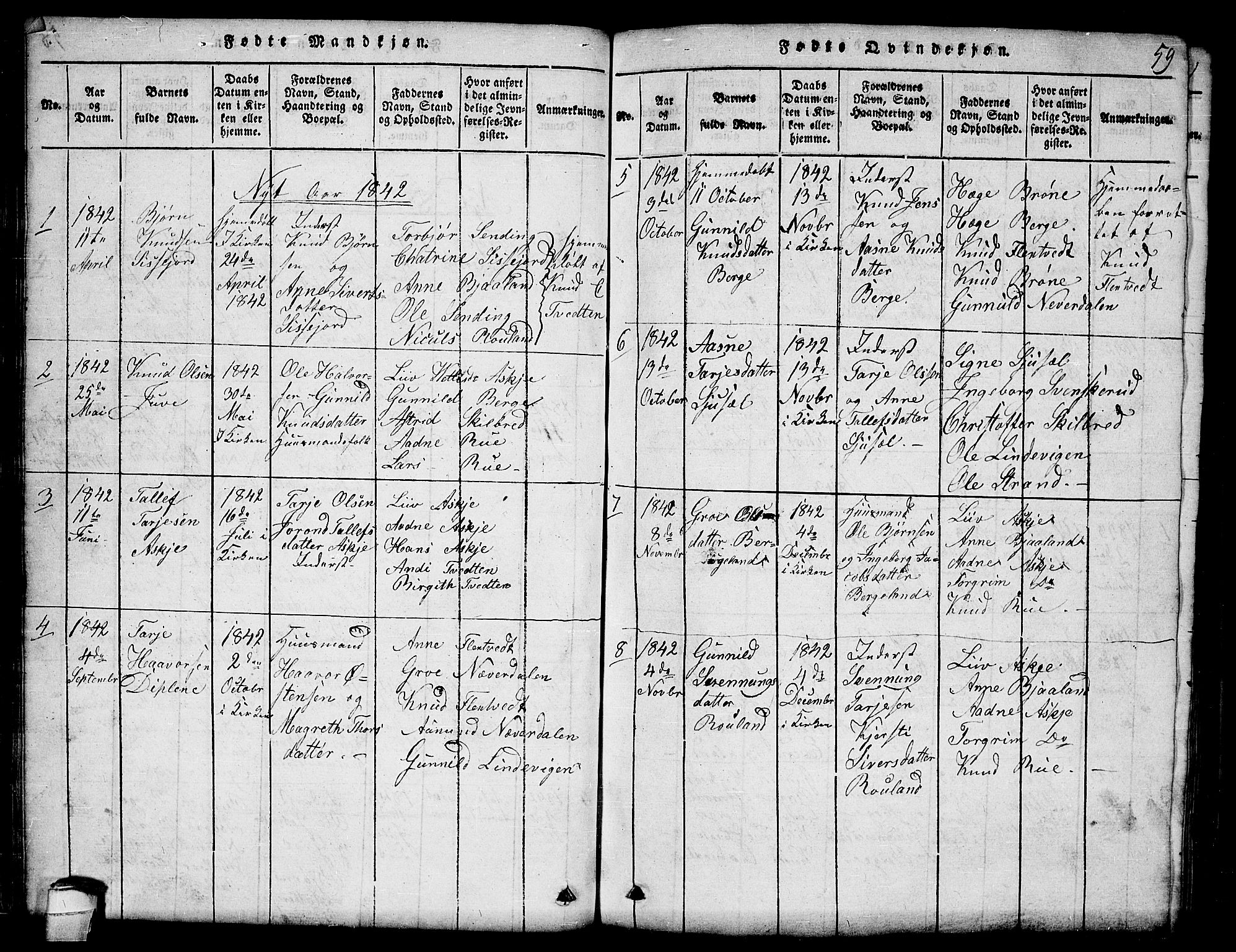 Lårdal kirkebøker, AV/SAKO-A-284/G/Ga/L0001: Parish register (copy) no. I 1, 1815-1861, p. 59