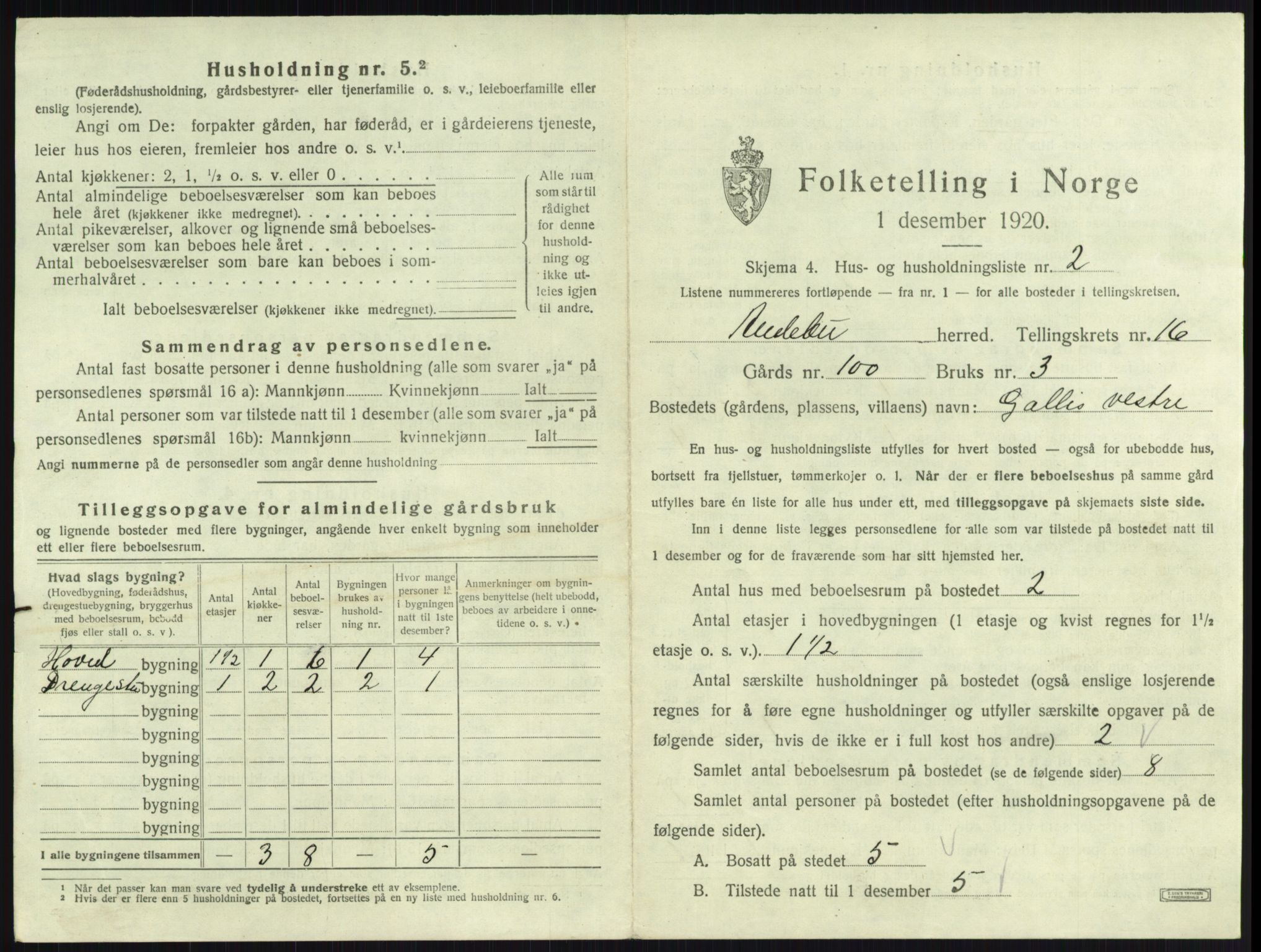 SAKO, 1920 census for Andebu, 1920, p. 874