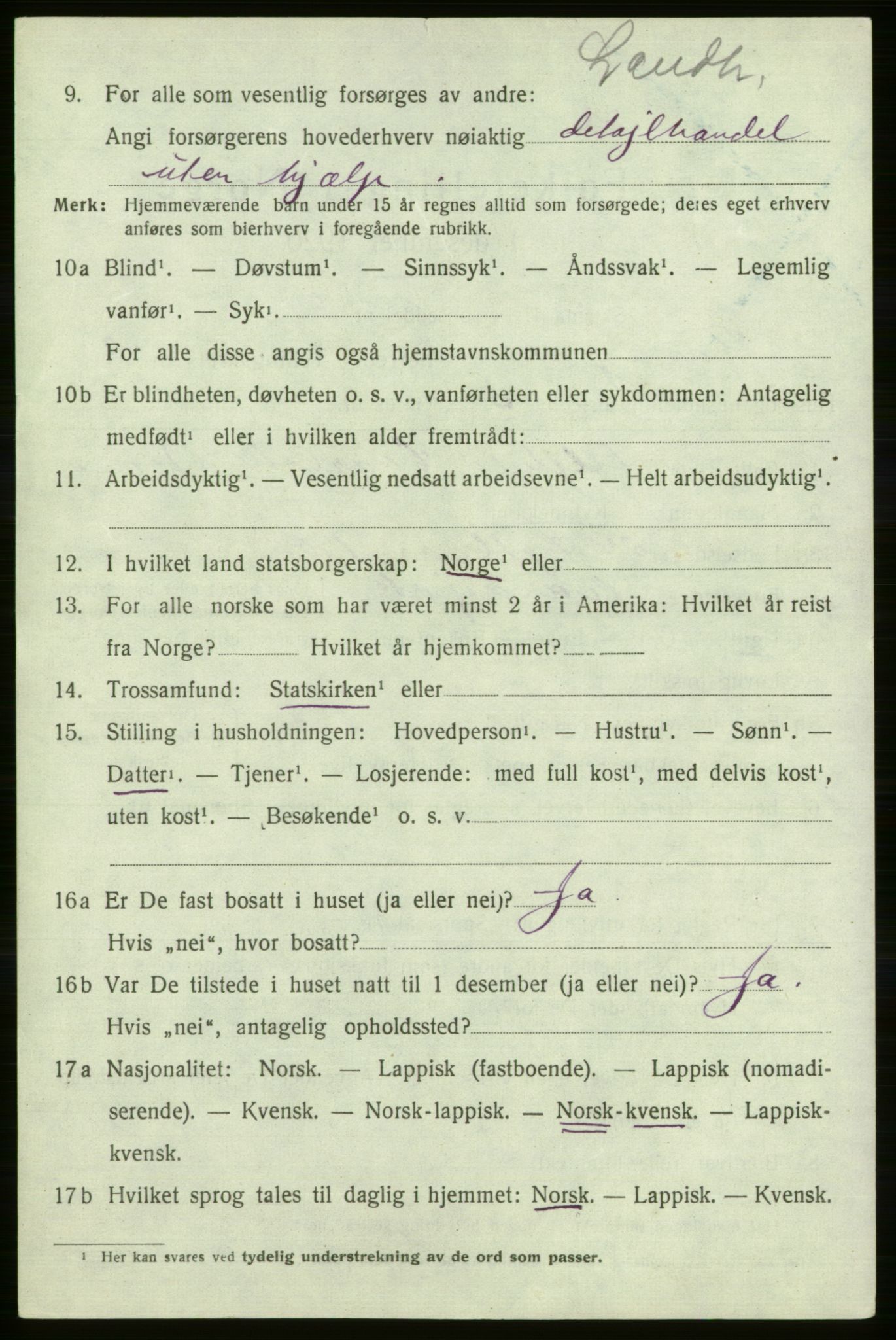 SATØ, 1920 census for Karasjok, 1920, p. 999