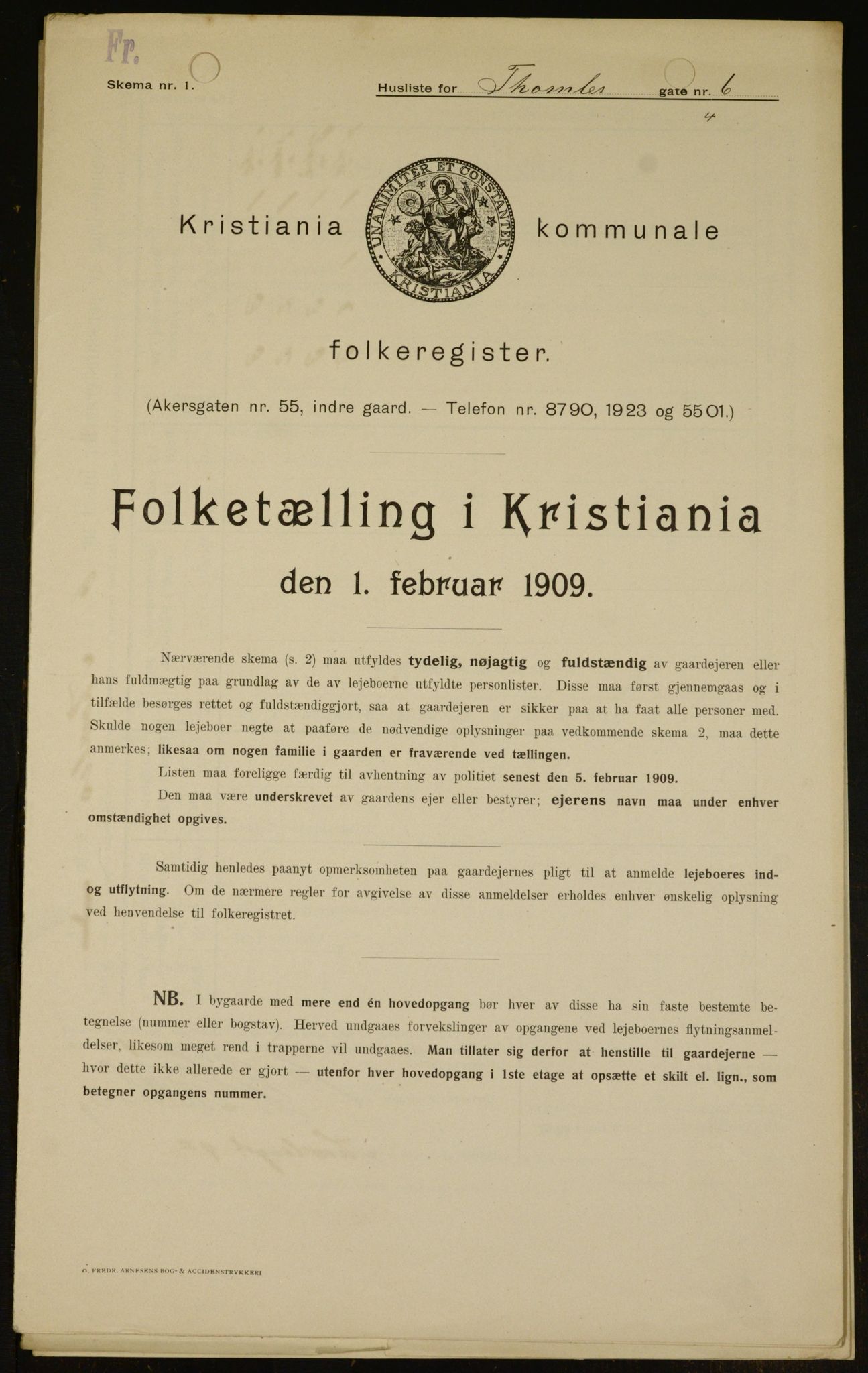 OBA, Municipal Census 1909 for Kristiania, 1909, p. 98991