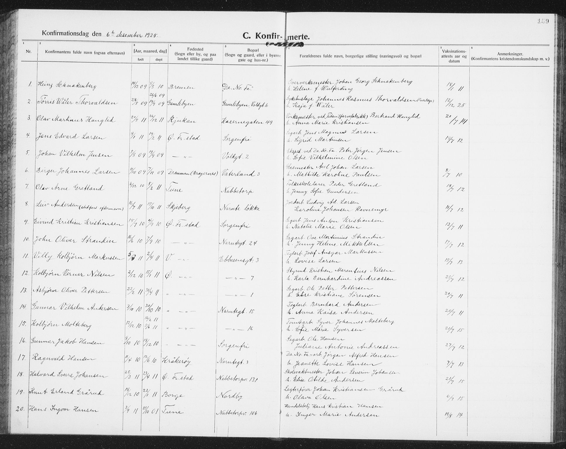 Østre Fredrikstad prestekontor Kirkebøker, AV/SAO-A-10907/G/Ga/L0003: Parish register (copy) no. 3, 1920-1940, p. 159