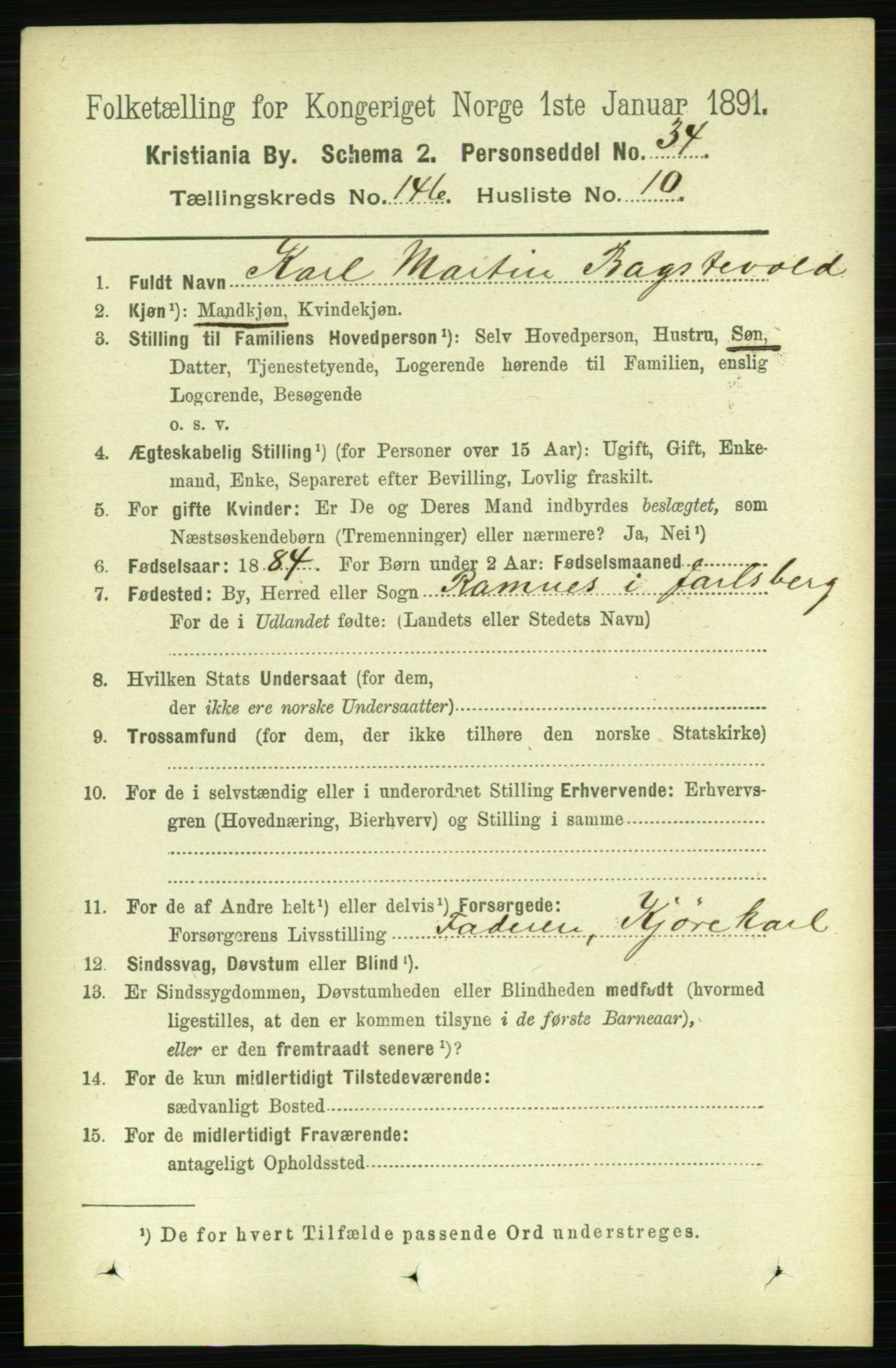 RA, 1891 census for 0301 Kristiania, 1891, p. 81277