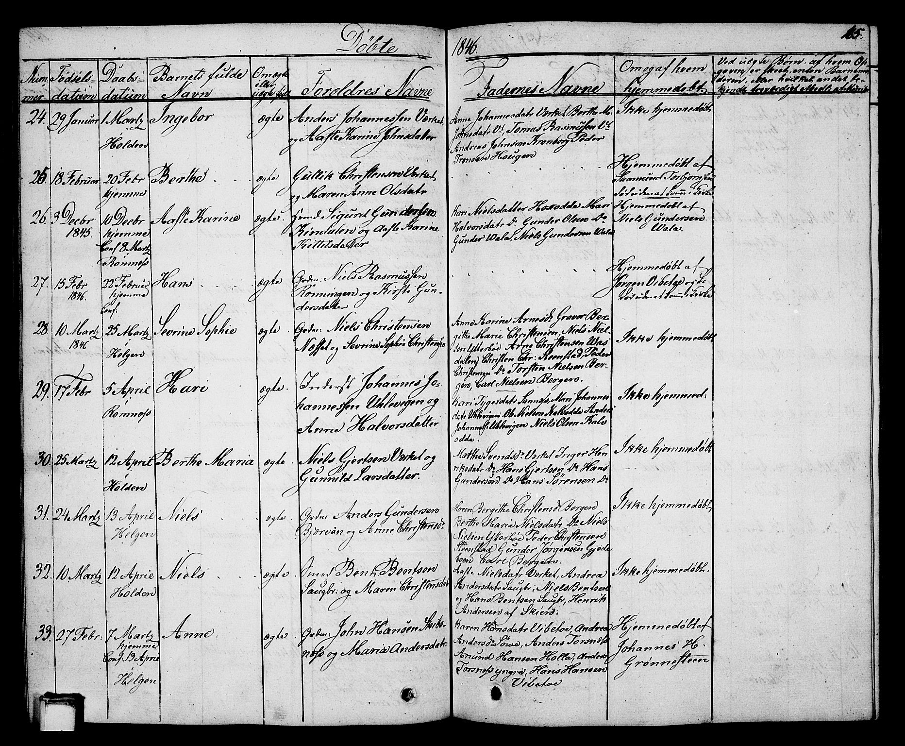Holla kirkebøker, AV/SAKO-A-272/G/Ga/L0002: Parish register (copy) no. I 2, 1830-1848, p. 165
