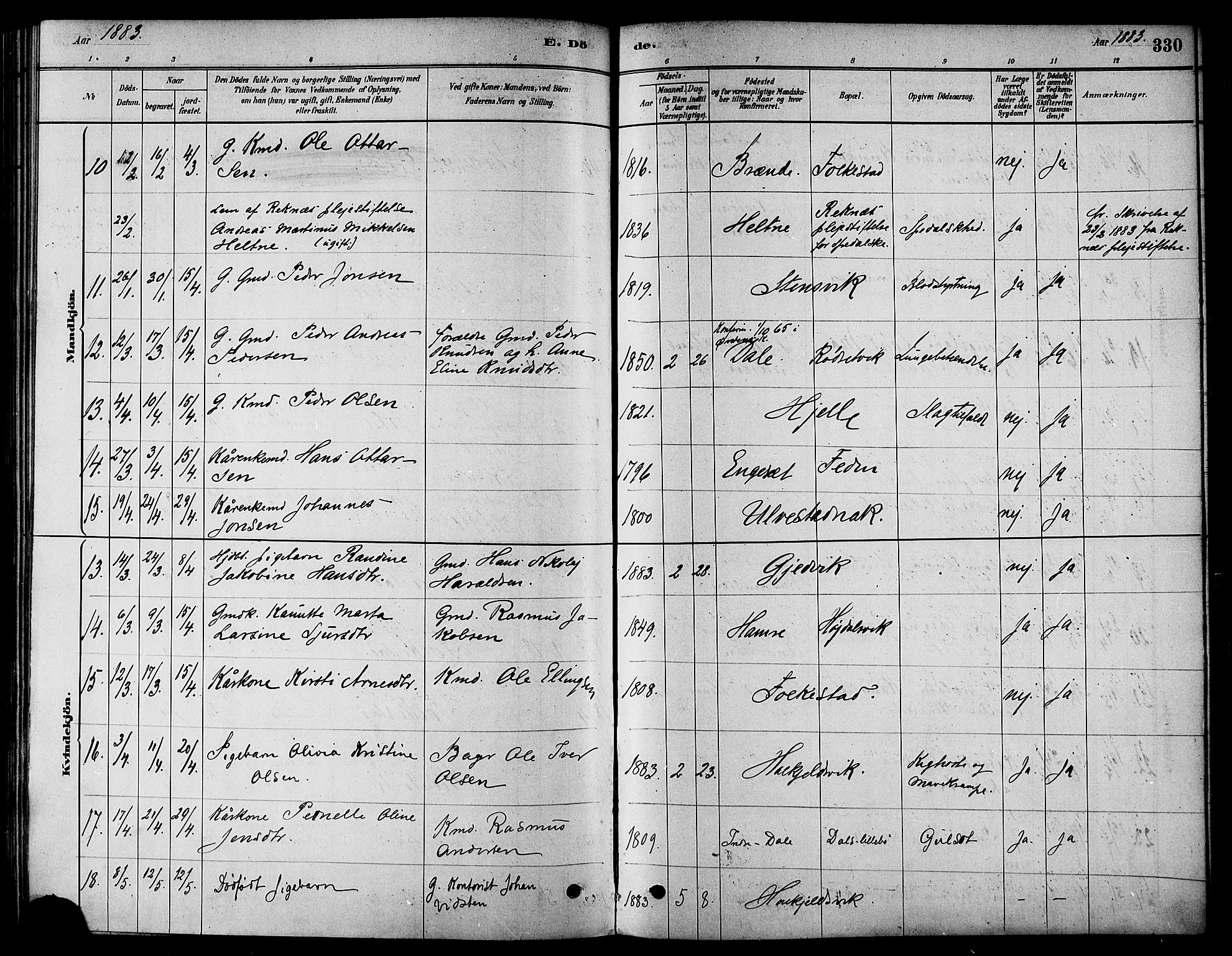 Ministerialprotokoller, klokkerbøker og fødselsregistre - Møre og Romsdal, AV/SAT-A-1454/511/L0141: Parish register (official) no. 511A08, 1878-1890, p. 330