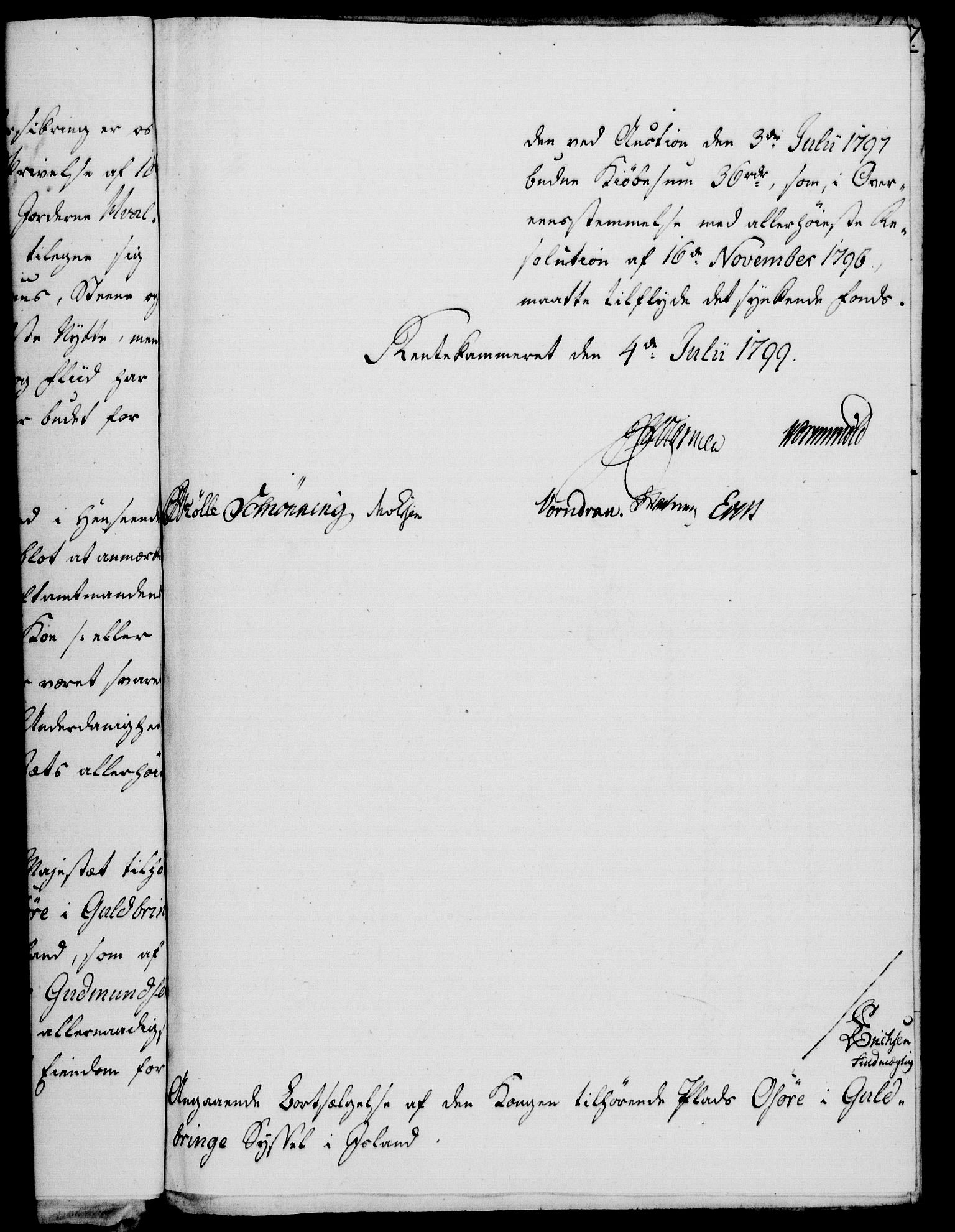 Rentekammeret, Kammerkanselliet, RA/EA-3111/G/Gf/Gfa/L0081: Norsk relasjons- og resolusjonsprotokoll (merket RK 52.81), 1799, p. 416