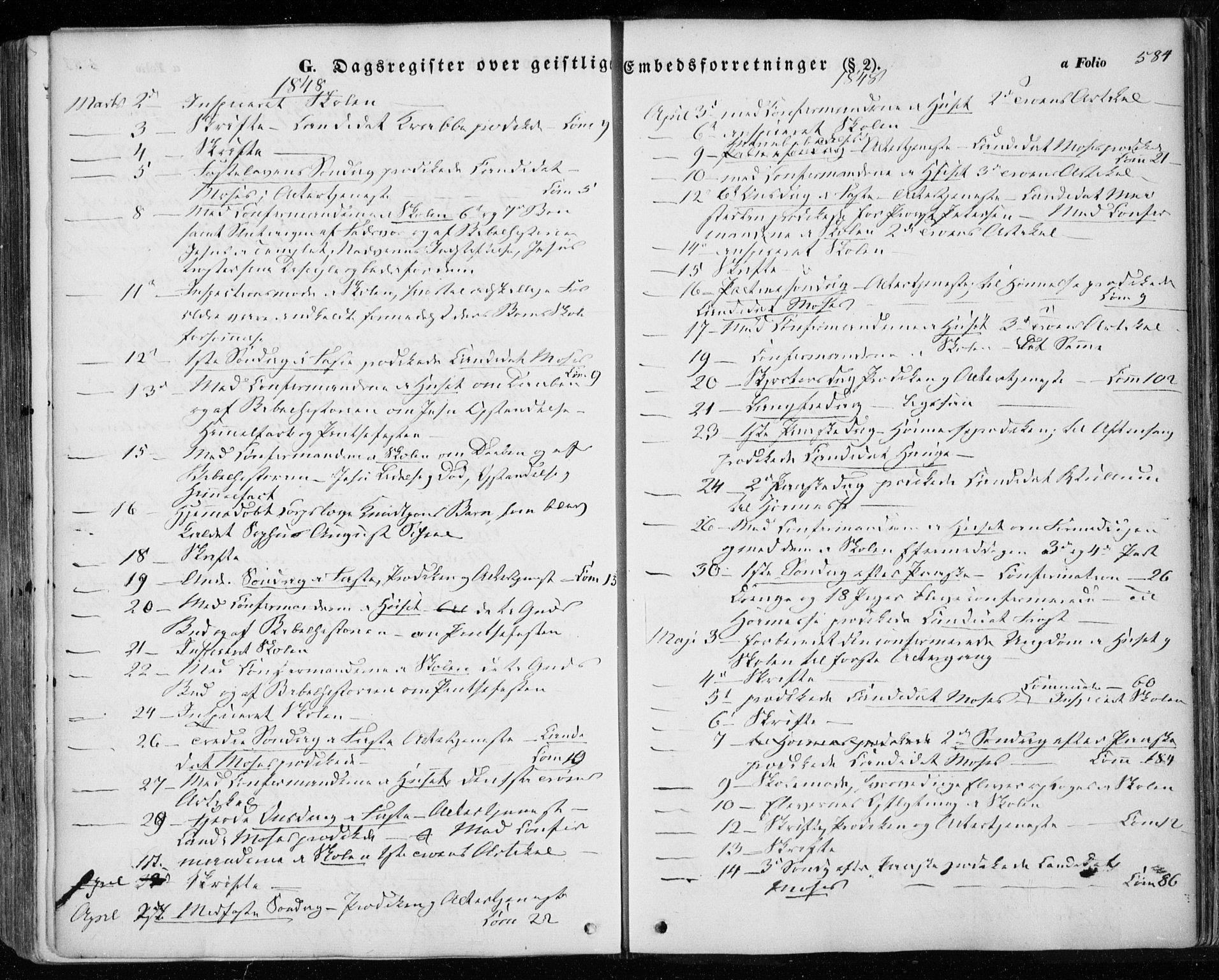 Ministerialprotokoller, klokkerbøker og fødselsregistre - Sør-Trøndelag, SAT/A-1456/601/L0051: Parish register (official) no. 601A19, 1848-1857, p. 584