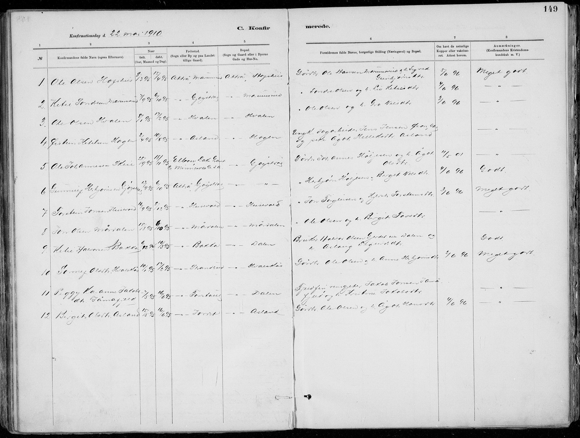 Tinn kirkebøker, SAKO/A-308/F/Fa/L0007: Parish register (official) no. I 7, 1878-1922, p. 149