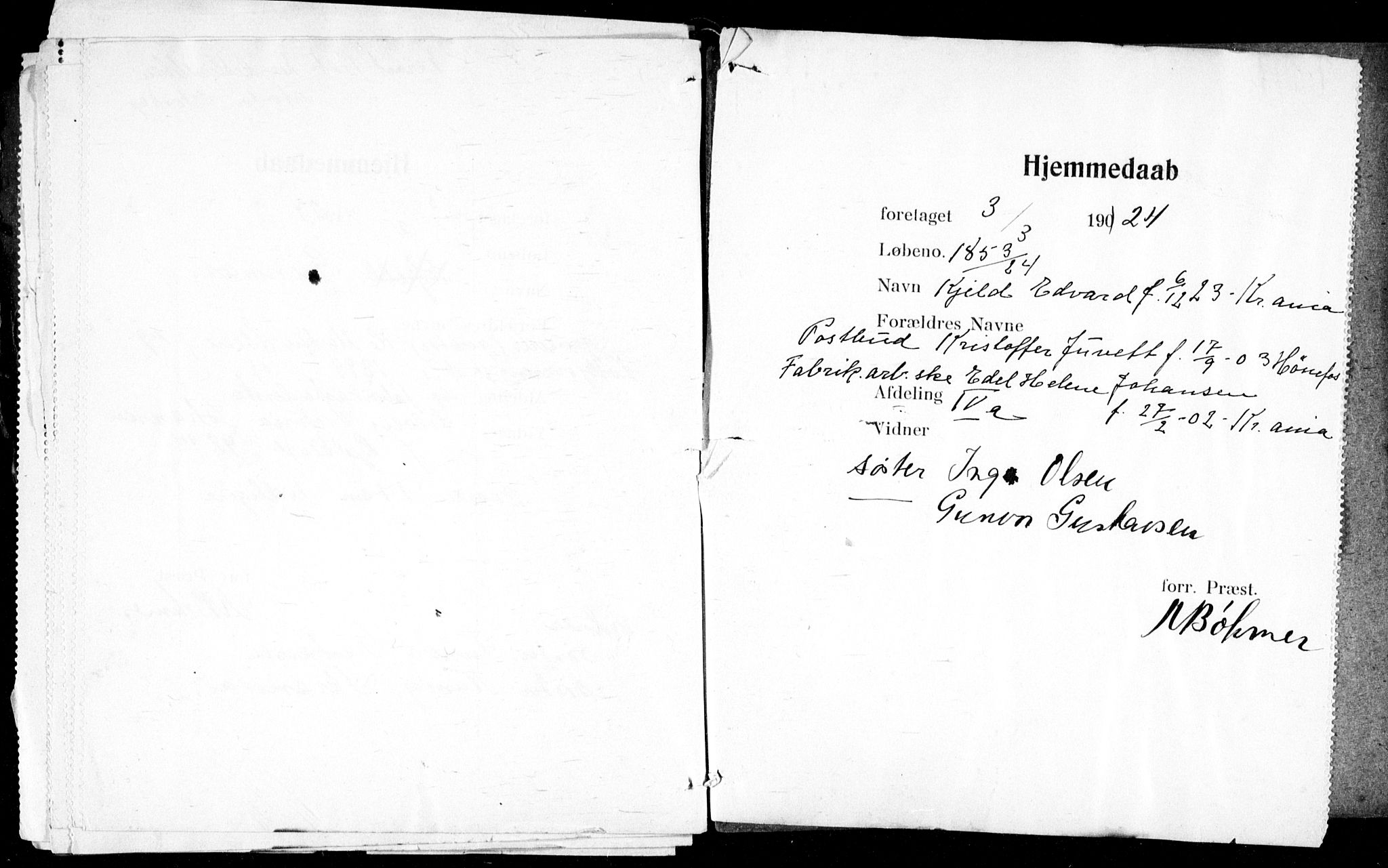 Ullevål sykehus prestekontor Kirkebøker, AV/SAO-A-10542a/K/Ka/L0002: Baptism register no. 2, 1907-1924