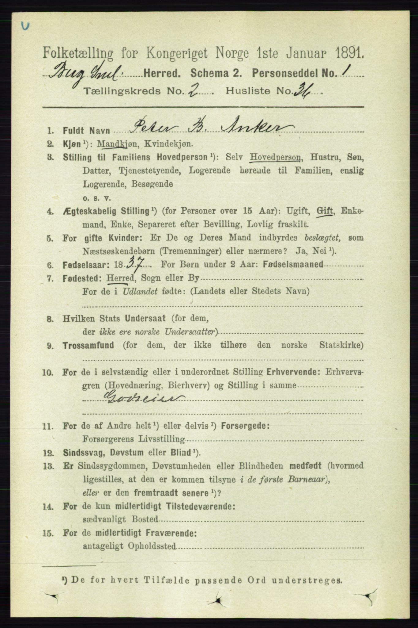 RA, 1891 census for 0116 Berg, 1891, p. 1220