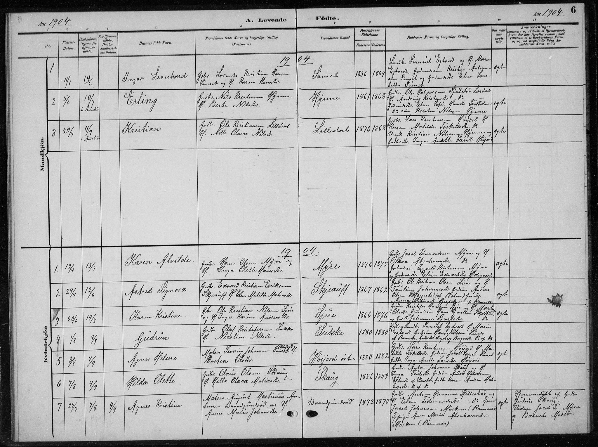 Andebu kirkebøker, AV/SAKO-A-336/G/Gb/L0001: Parish register (copy) no. II 1, 1901-1936, p. 6