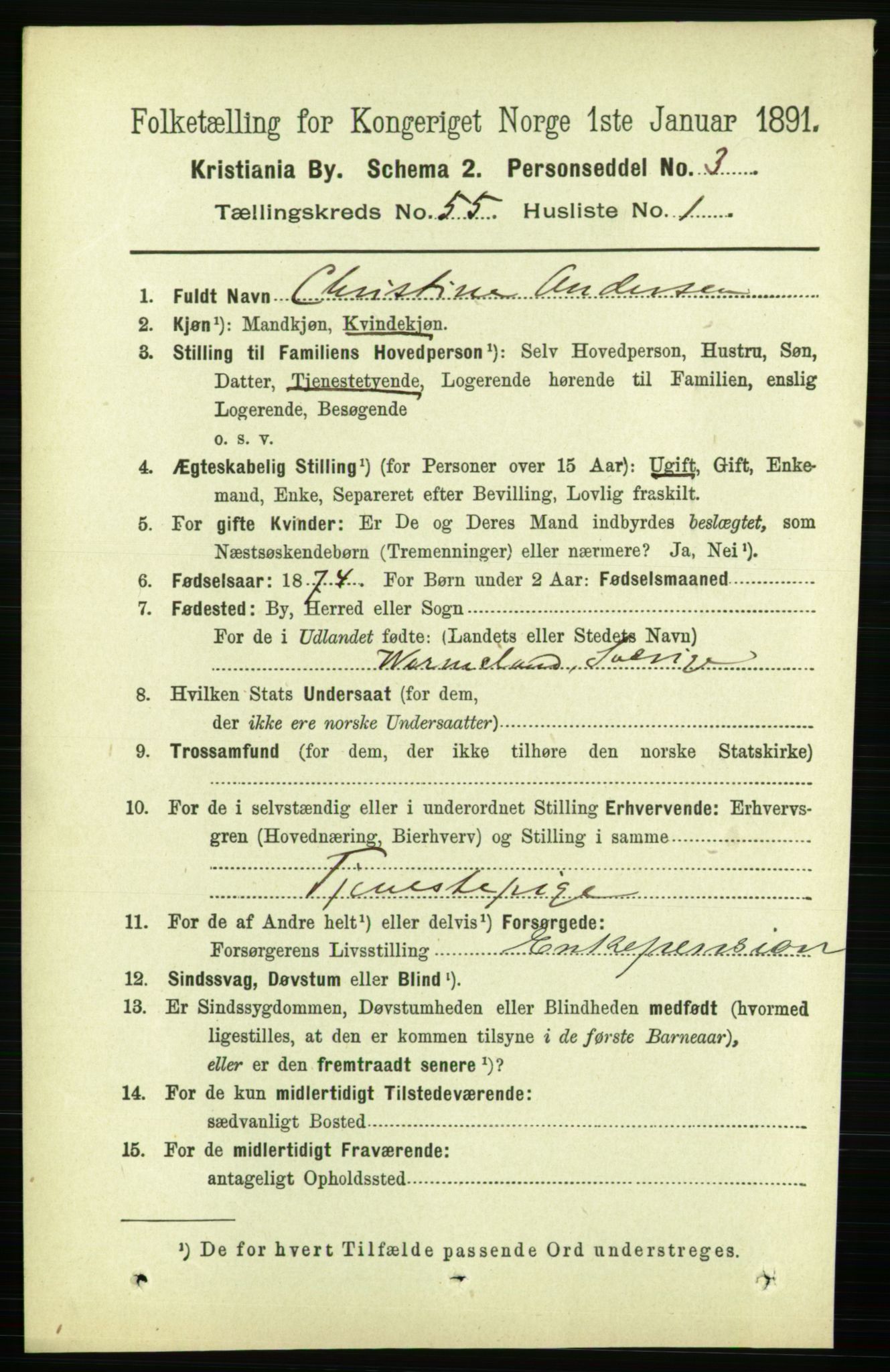 RA, 1891 census for 0301 Kristiania, 1891, p. 30079