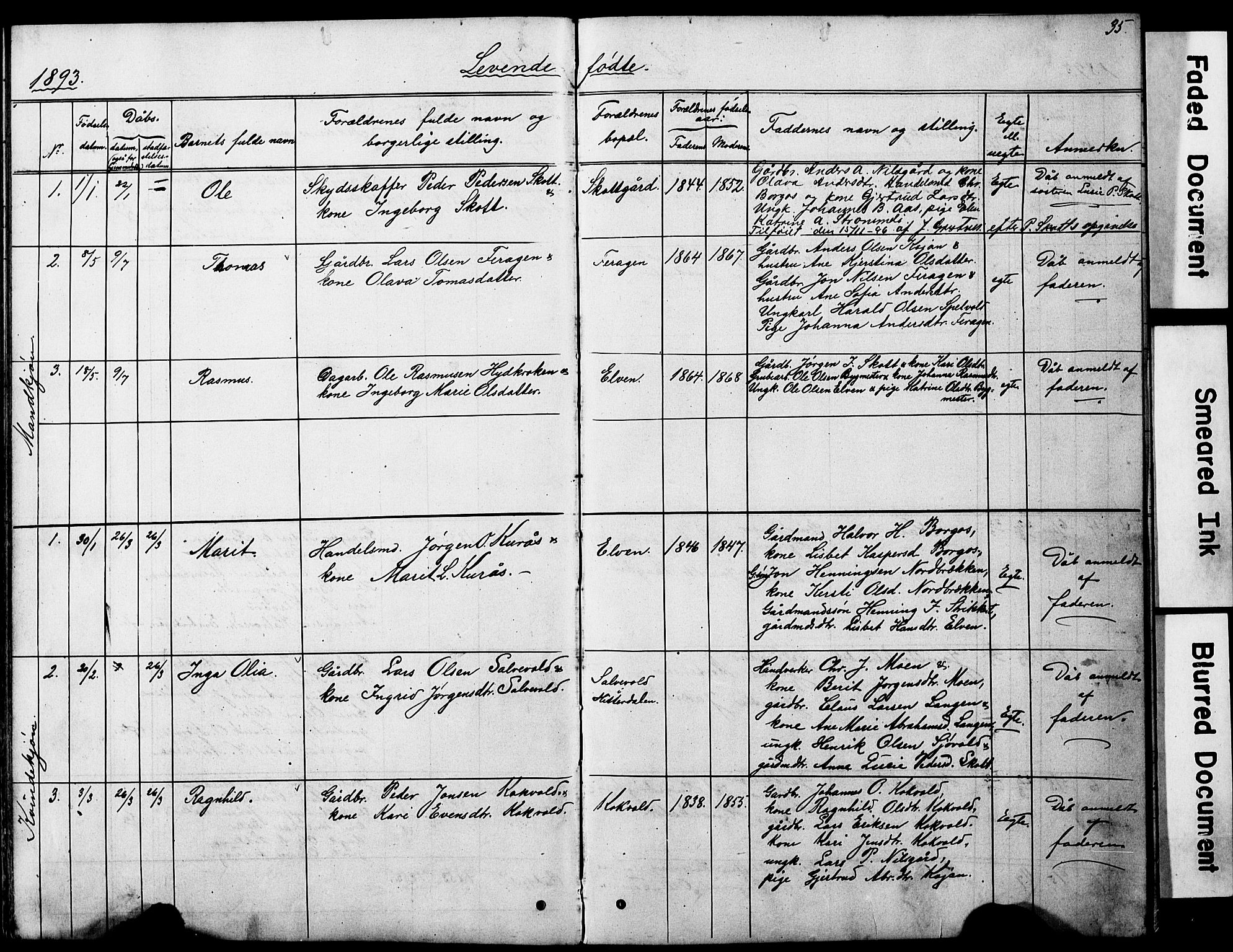 Ministerialprotokoller, klokkerbøker og fødselsregistre - Sør-Trøndelag, SAT/A-1456/683/L0949: Parish register (copy) no. 683C01, 1880-1896, p. 35