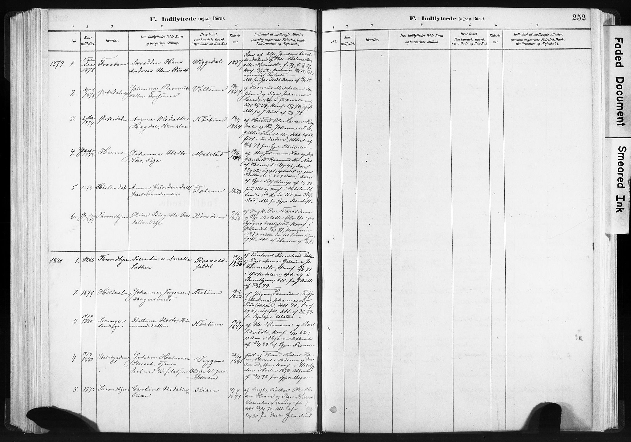 Ministerialprotokoller, klokkerbøker og fødselsregistre - Sør-Trøndelag, SAT/A-1456/665/L0773: Parish register (official) no. 665A08, 1879-1905, p. 252